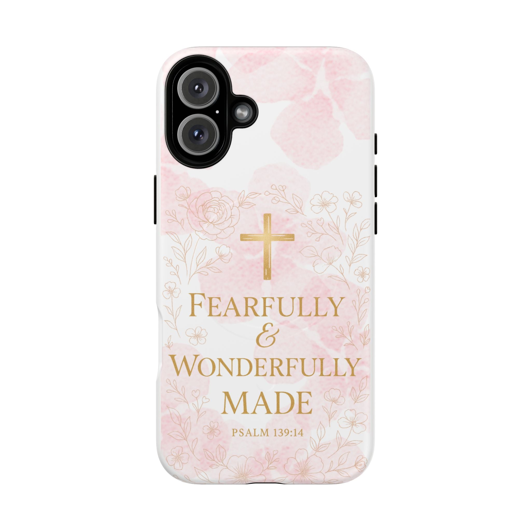 Her Holy Light Tough Magnetic Phone Case – “Fearfully & Wonderfully Made” Floral Christian Design