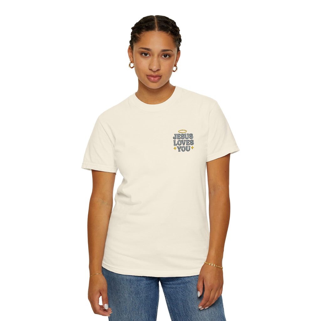 Embroidered Jesus Loves You T-Shirt