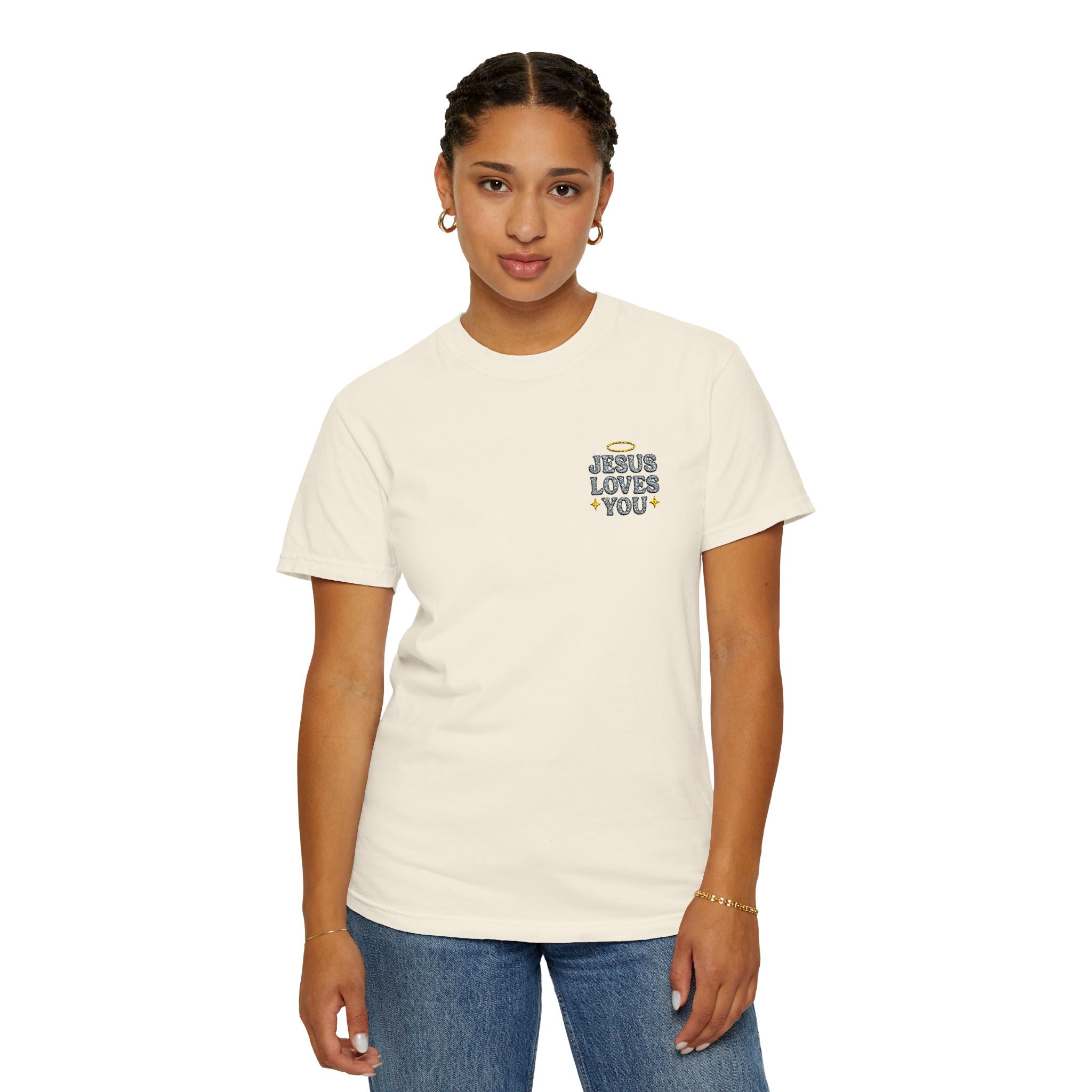 Embroidered Jesus Loves You T-Shirt