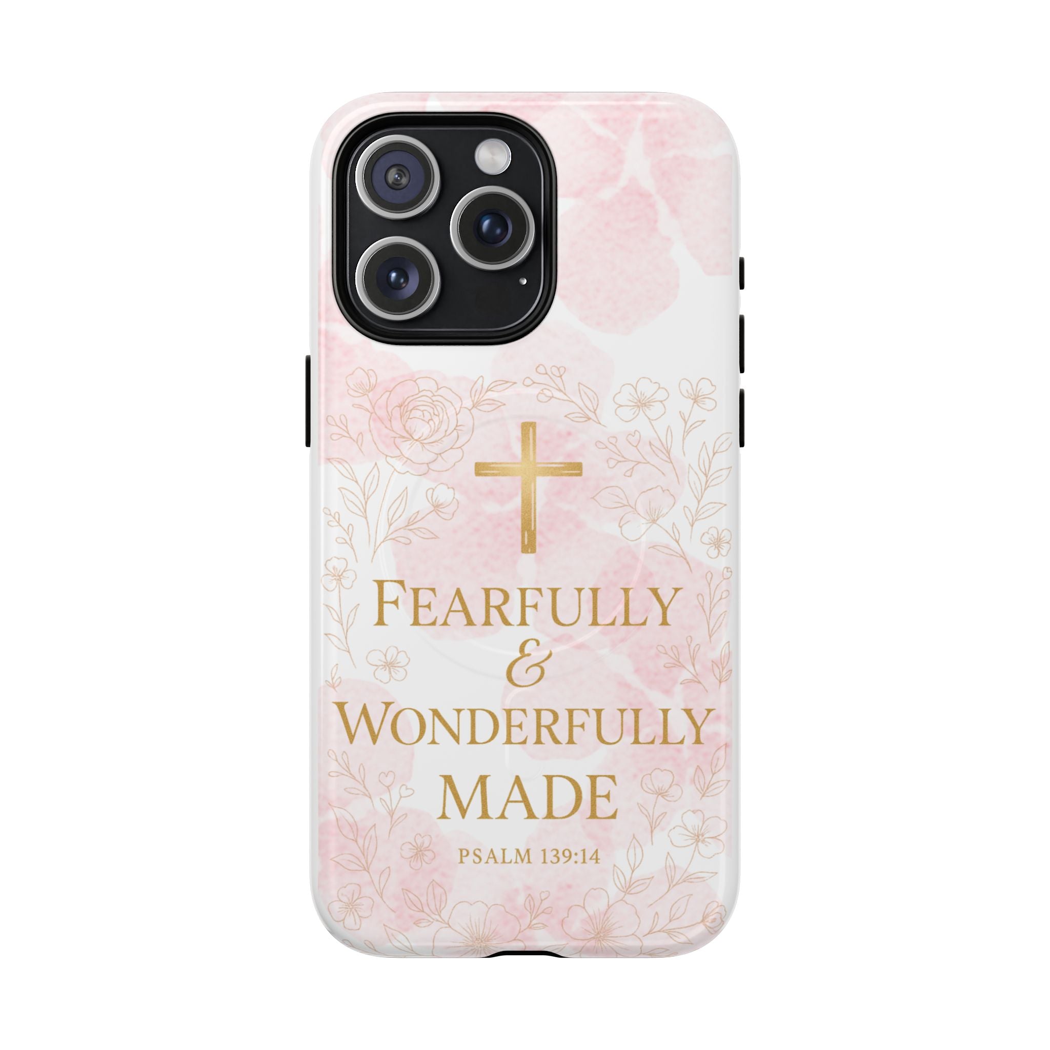 Her Holy Light Tough Magnetic Phone Case – “Fearfully & Wonderfully Made” Floral Christian Design