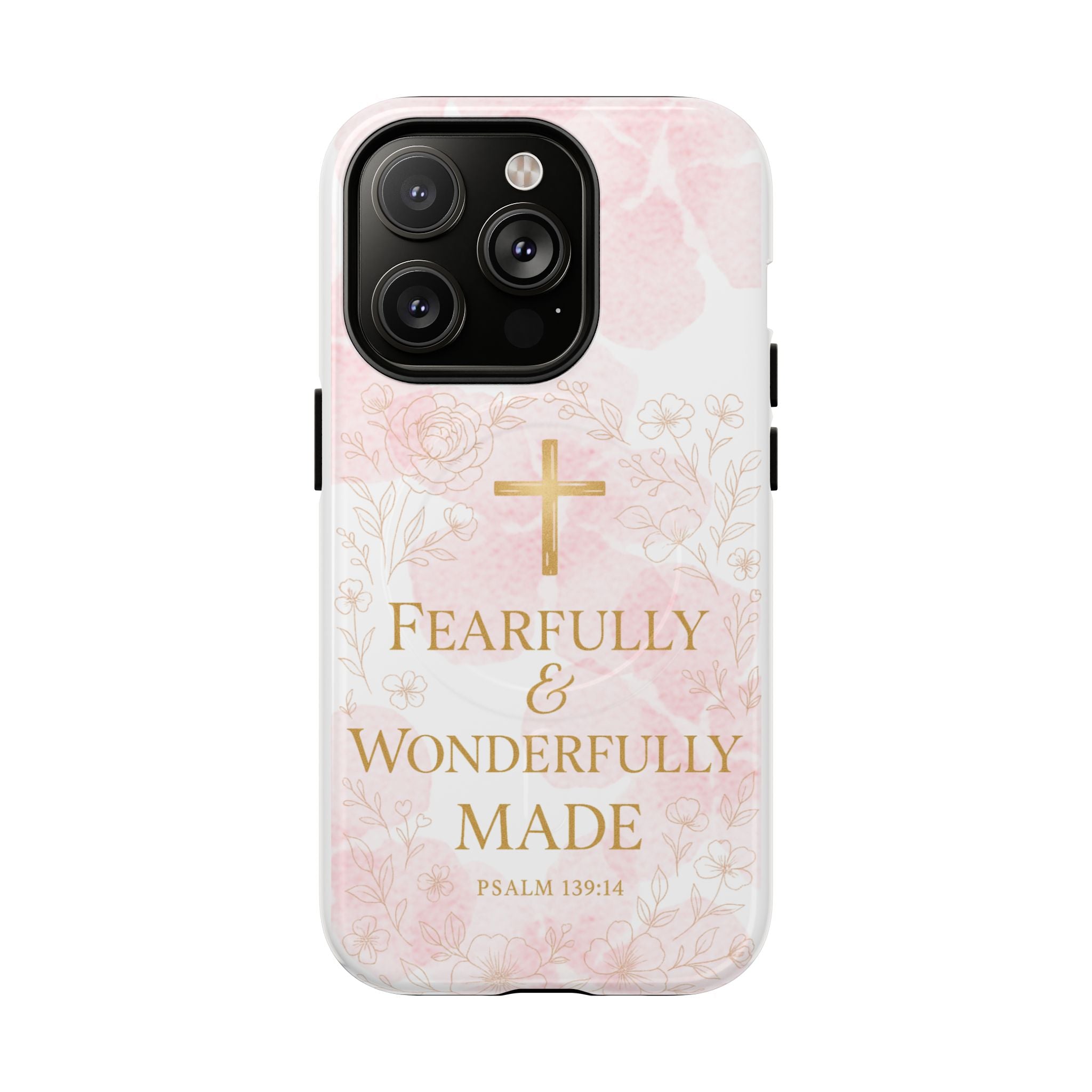 Her Holy Light Tough Magnetic Phone Case – “Fearfully & Wonderfully Made” Floral Christian Design