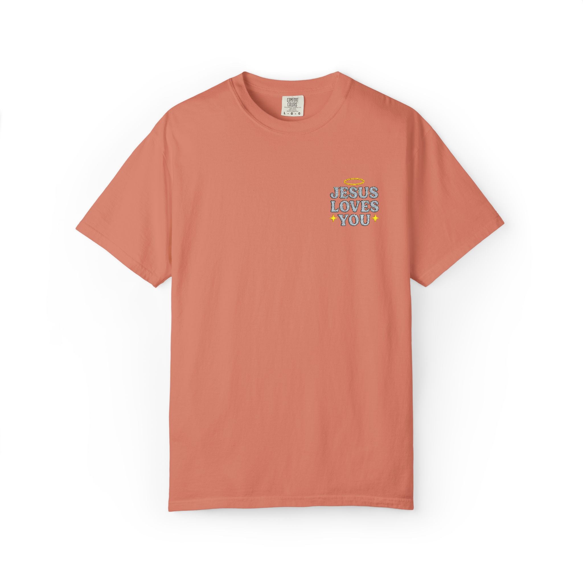 Embroidered Jesus Loves You T-Shirt