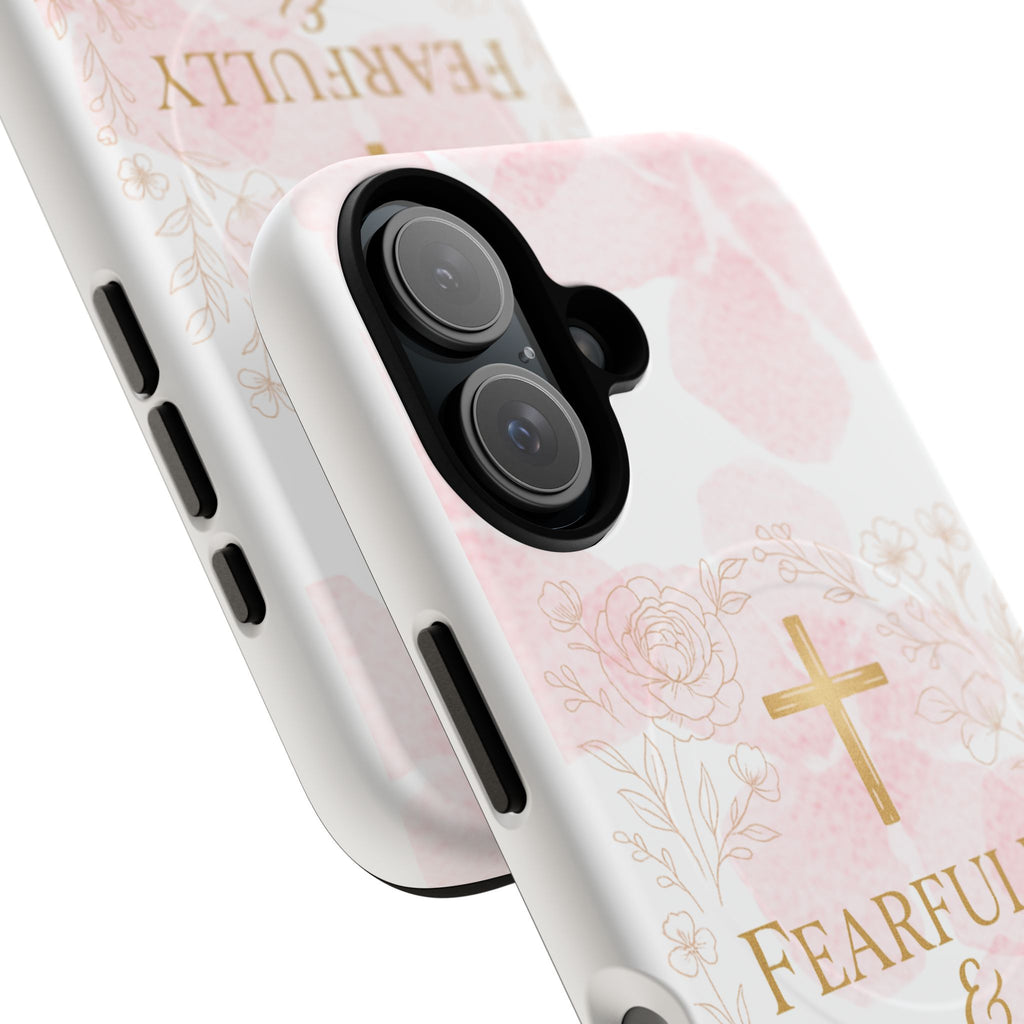 Her Holy Light Tough Magnetic Phone Case – “Fearfully & Wonderfully Made” Floral Christian Design