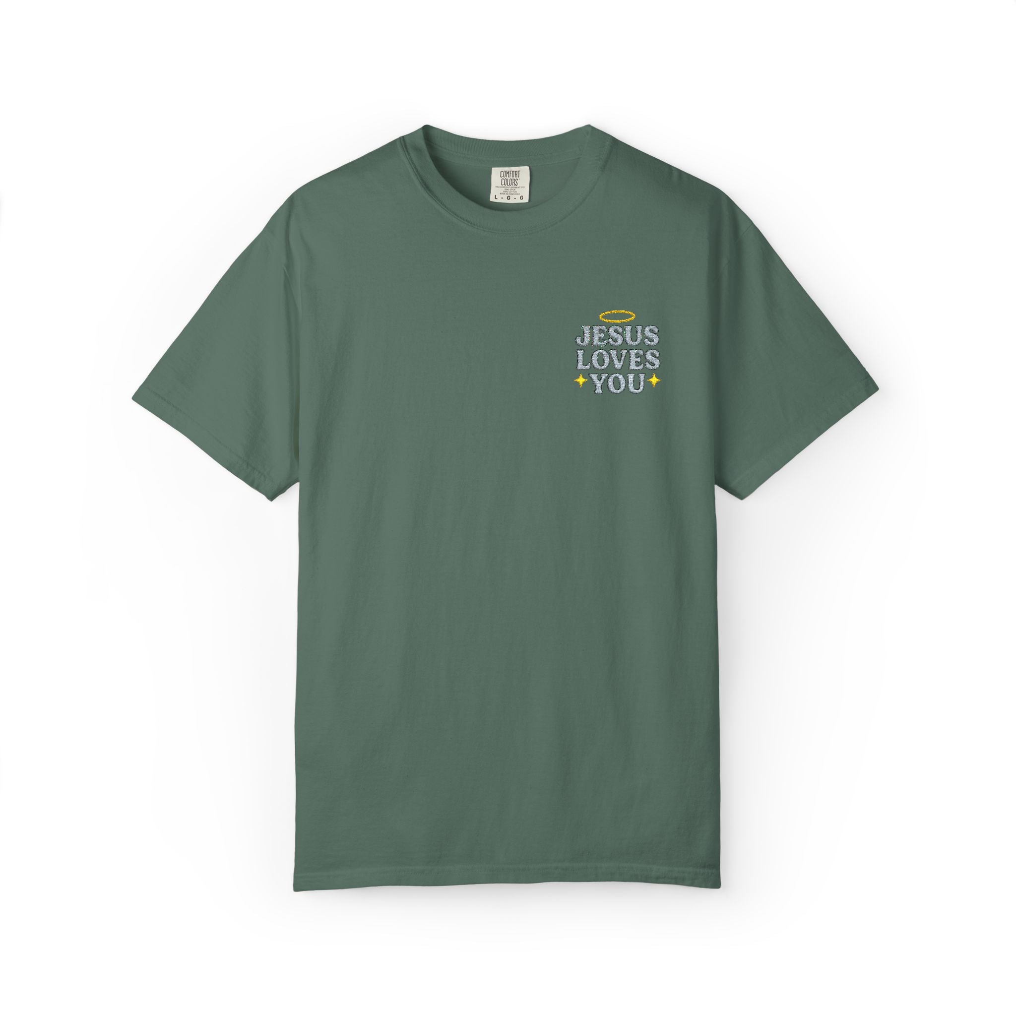 Embroidered Jesus Loves You T-Shirt