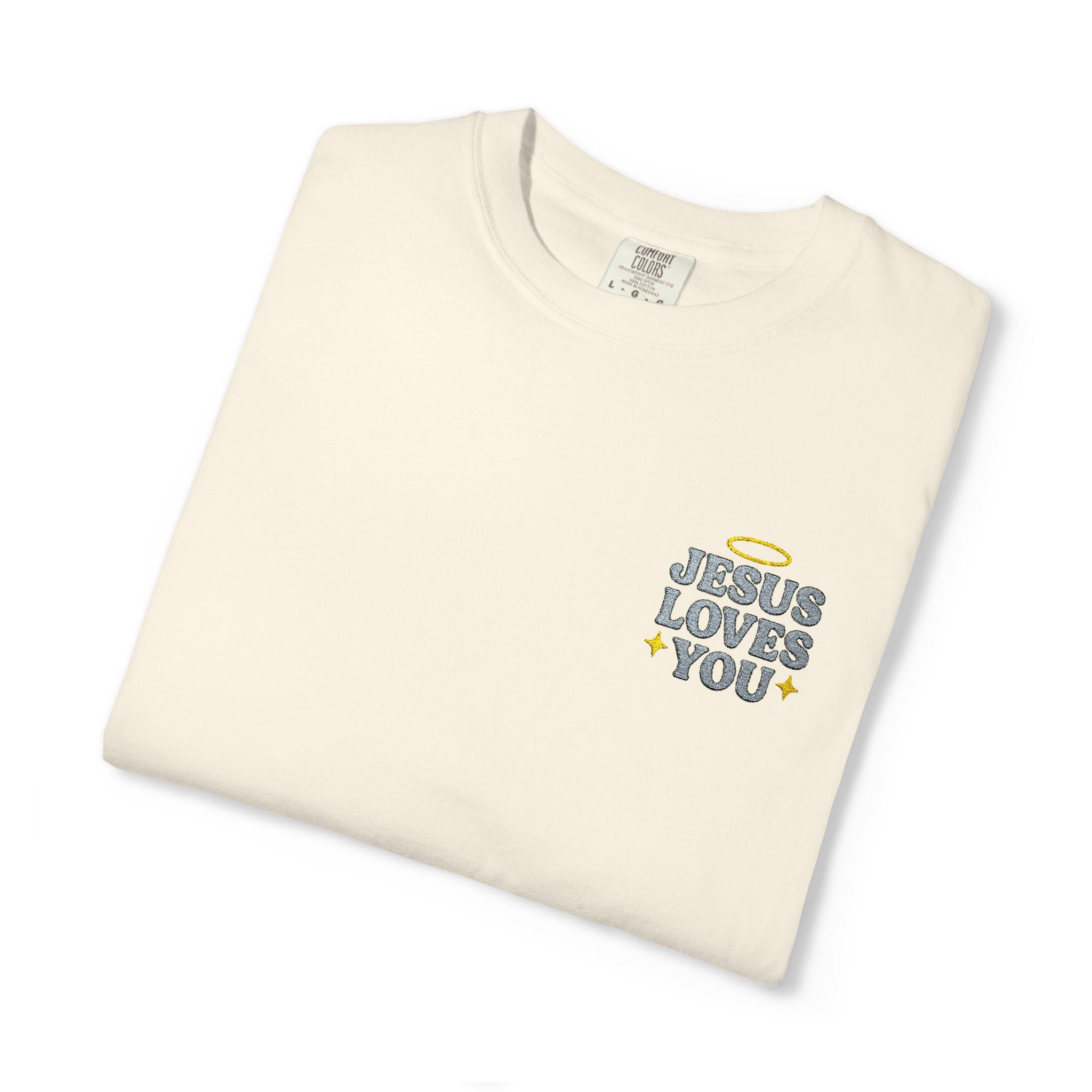 Embroidered Jesus Loves You T-Shirt