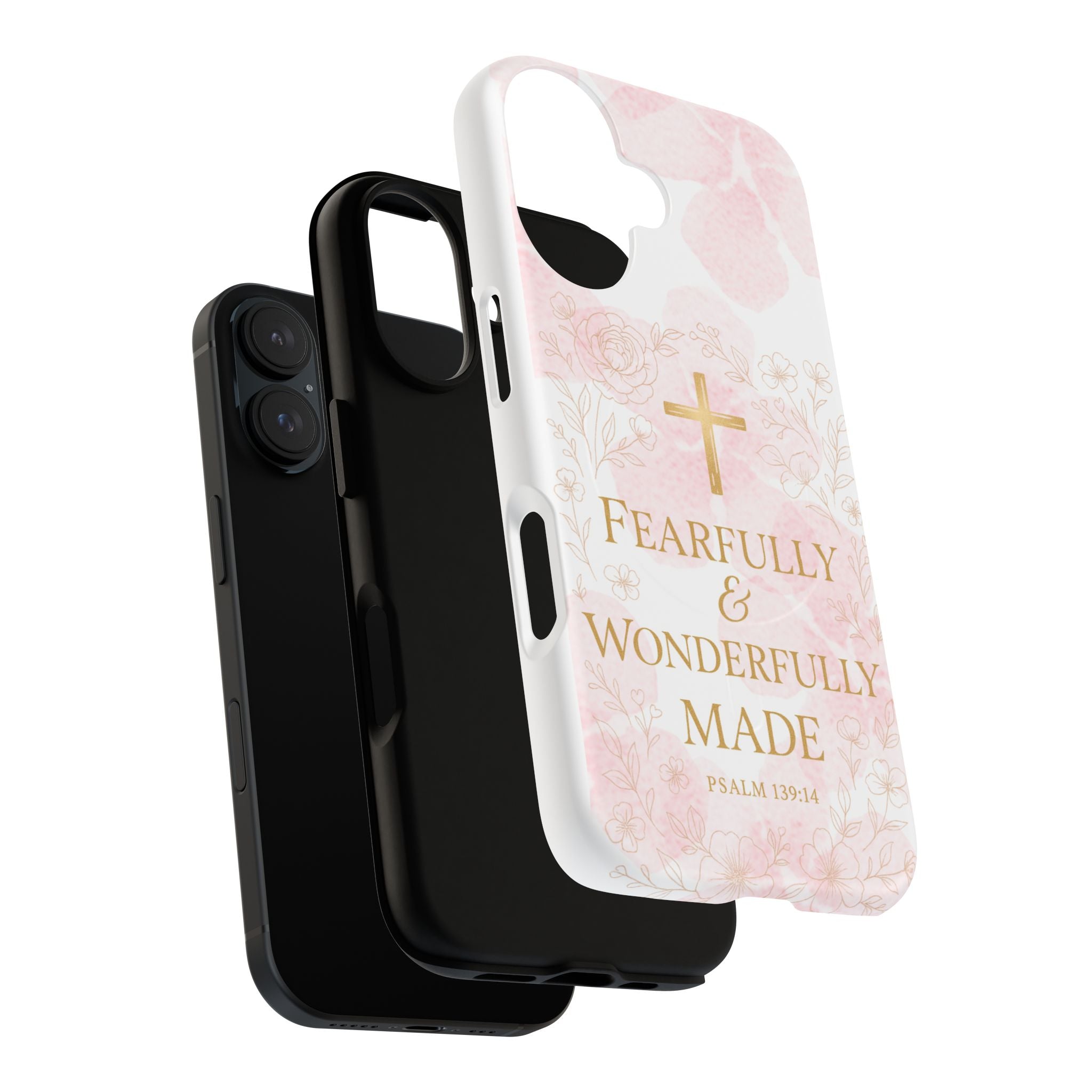 Her Holy Light Tough Magnetic Phone Case – “Fearfully & Wonderfully Made” Floral Christian Design