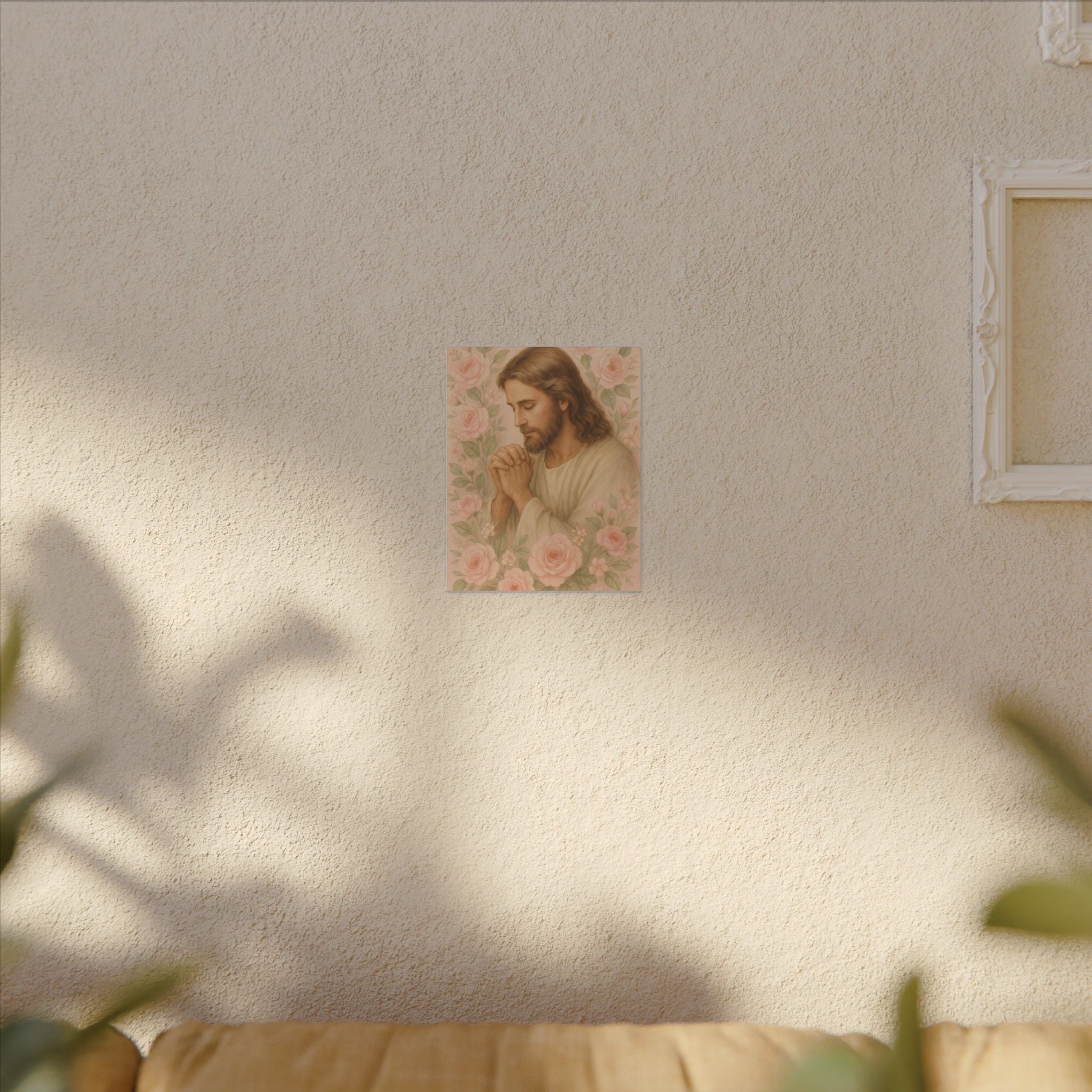 Canvas Art Print - Jesus - Pink Floral