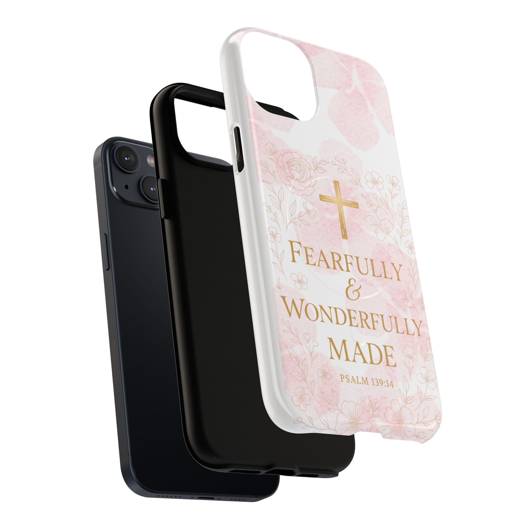 Her Holy Light Tough Magnetic Phone Case – “Fearfully & Wonderfully Made” Floral Christian Design