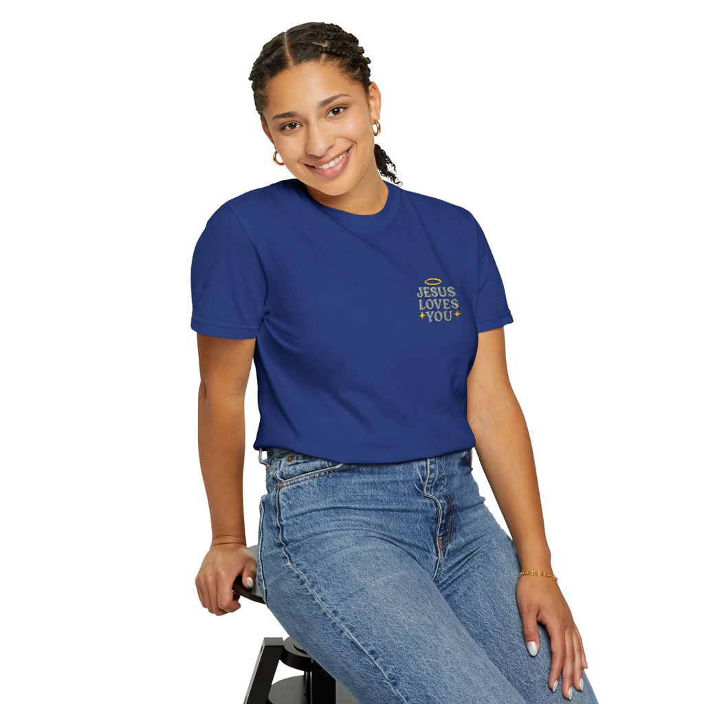 Embroidered Jesus Loves You T-Shirt