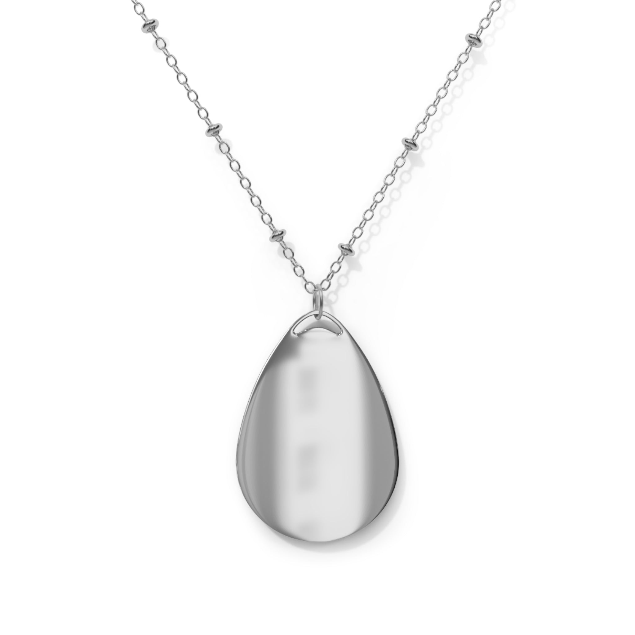 Her Holy Light Oval Pendant – Jesus on the Cross Necklace in Pastel Pink & Gold