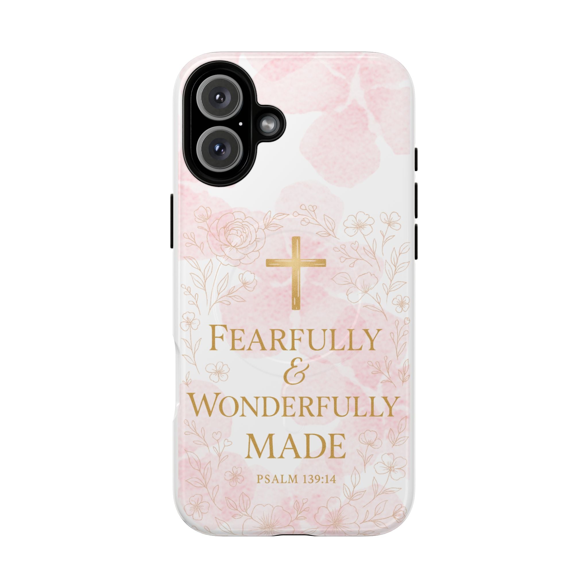 Her Holy Light Tough Magnetic Phone Case – “Fearfully & Wonderfully Made” Floral Christian Design