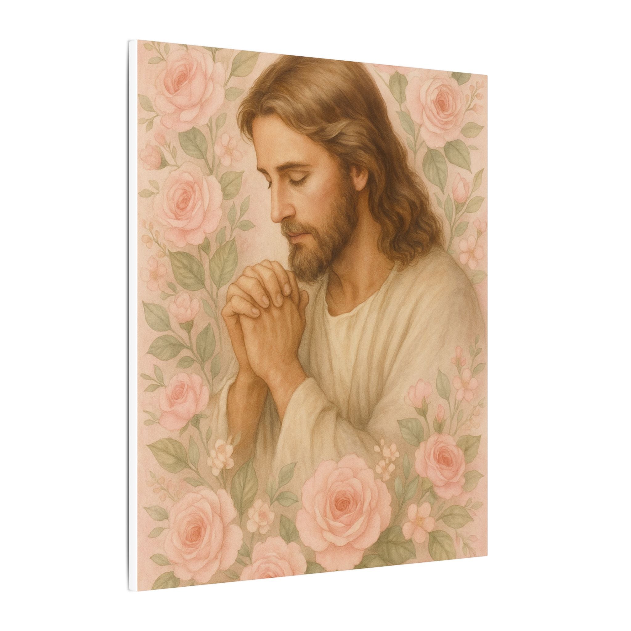 Canvas Art Print - Jesus - Pink Floral