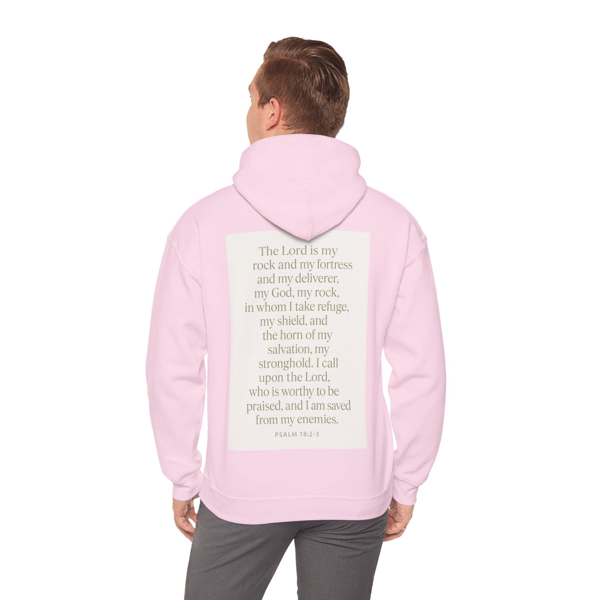 Inspirational Scripture Hoodie – “The Lord Is My Rock and My Fortress” Psalm 18:2-3