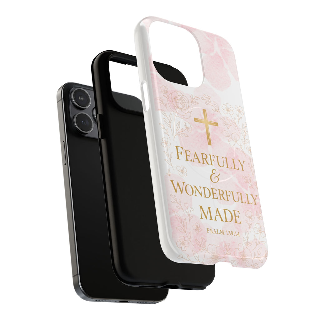 Her Holy Light Tough Magnetic Phone Case – “Fearfully & Wonderfully Made” Floral Christian Design