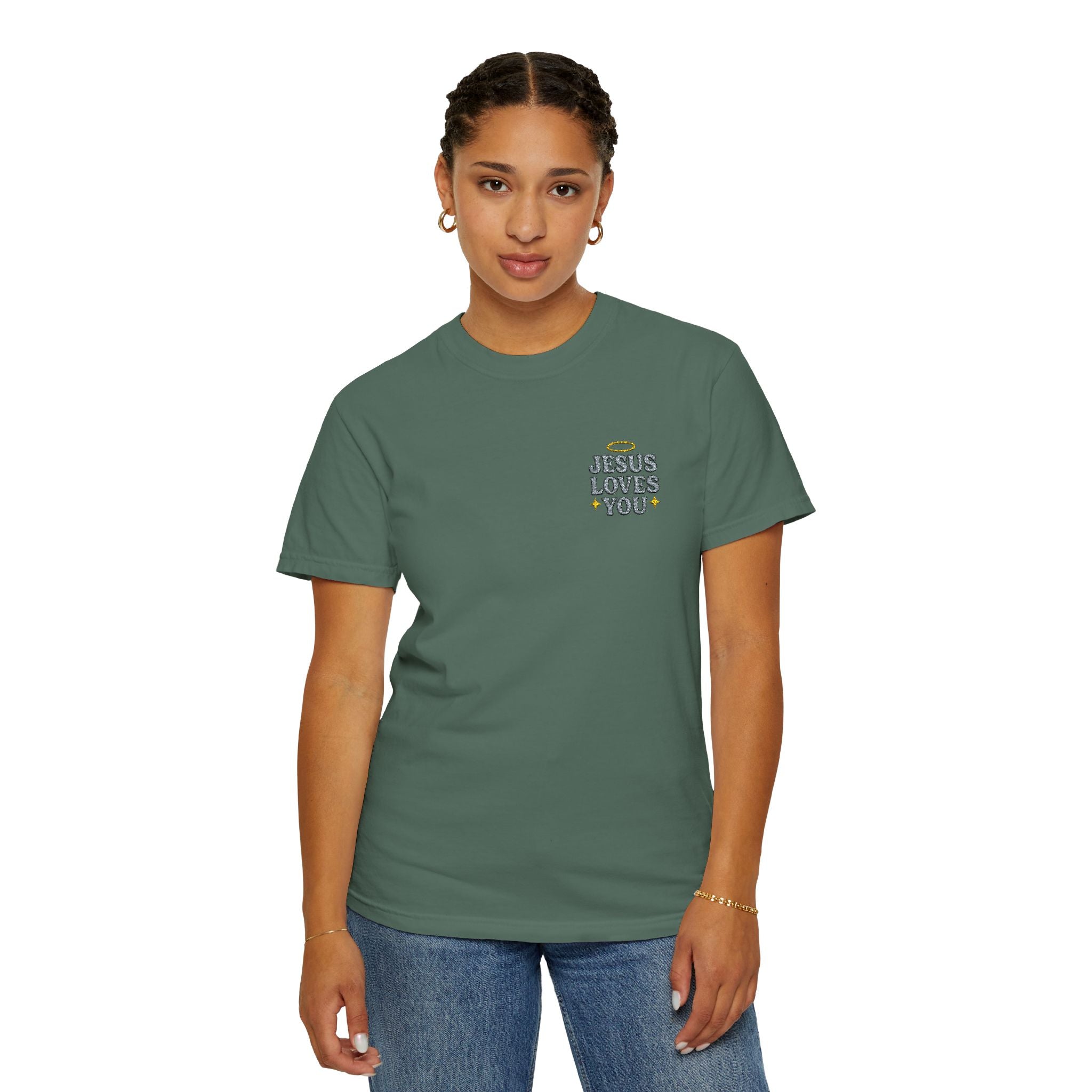 Embroidered Jesus Loves You T-Shirt
