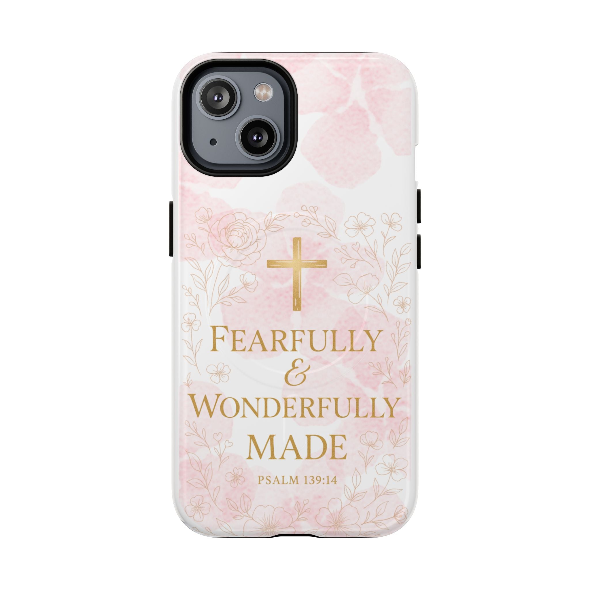 Her Holy Light Tough Magnetic Phone Case – “Fearfully & Wonderfully Made” Floral Christian Design