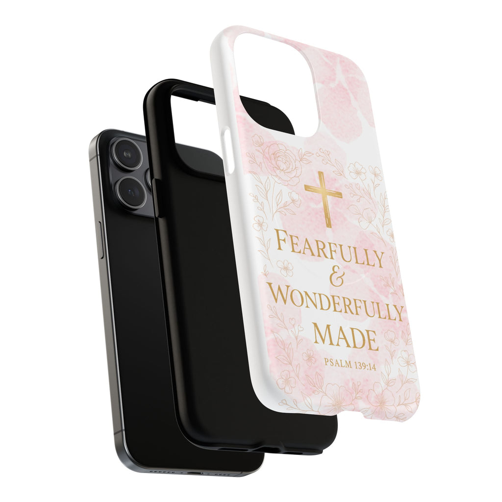 Her Holy Light Tough Magnetic Phone Case – “Fearfully & Wonderfully Made” Floral Christian Design
