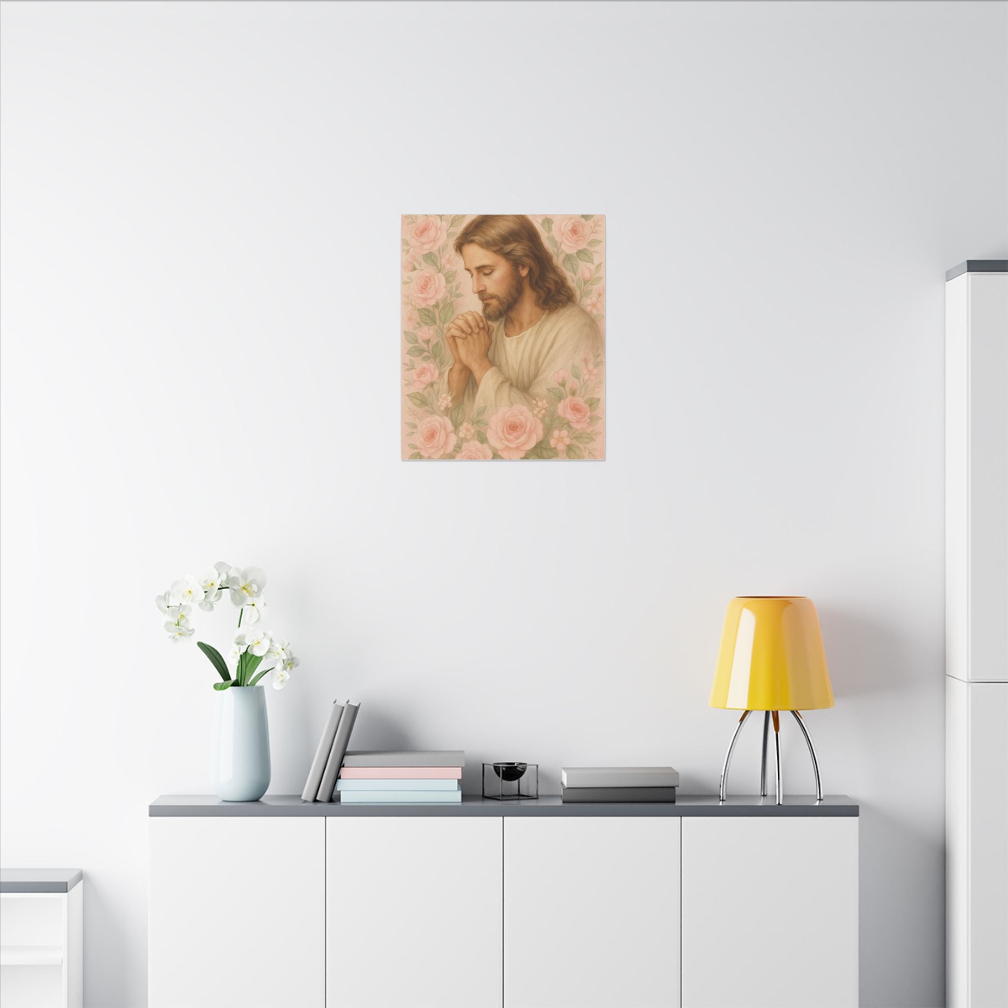 Canvas Art Print - Jesus - Pink Floral