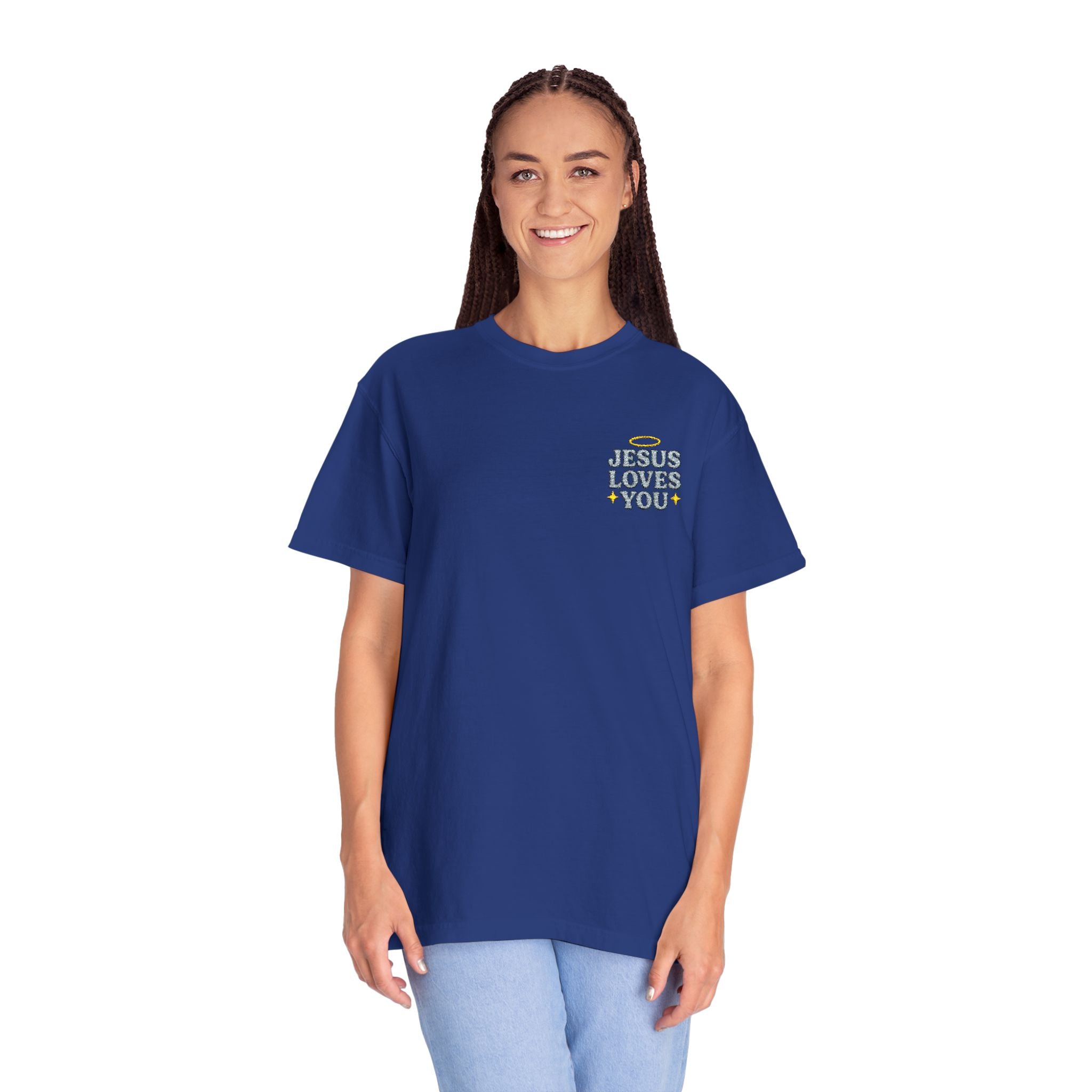 Embroidered Jesus Loves You T-Shirt