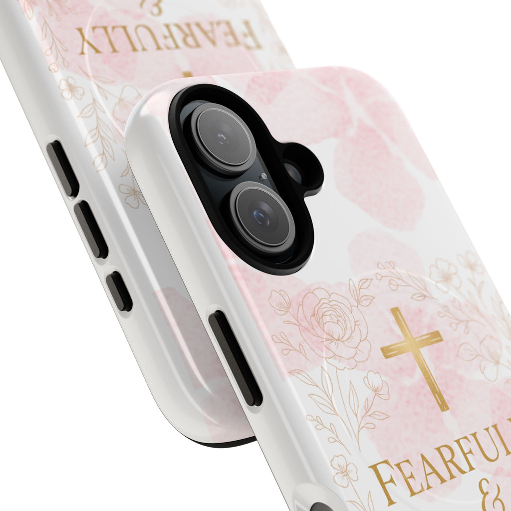 Her Holy Light Tough Magnetic Phone Case – “Fearfully & Wonderfully Made” Floral Christian Design