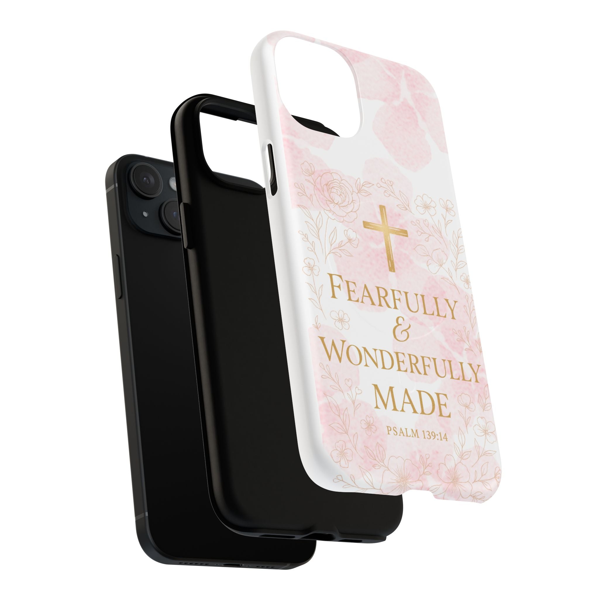 Her Holy Light Tough Magnetic Phone Case – “Fearfully & Wonderfully Made” Floral Christian Design