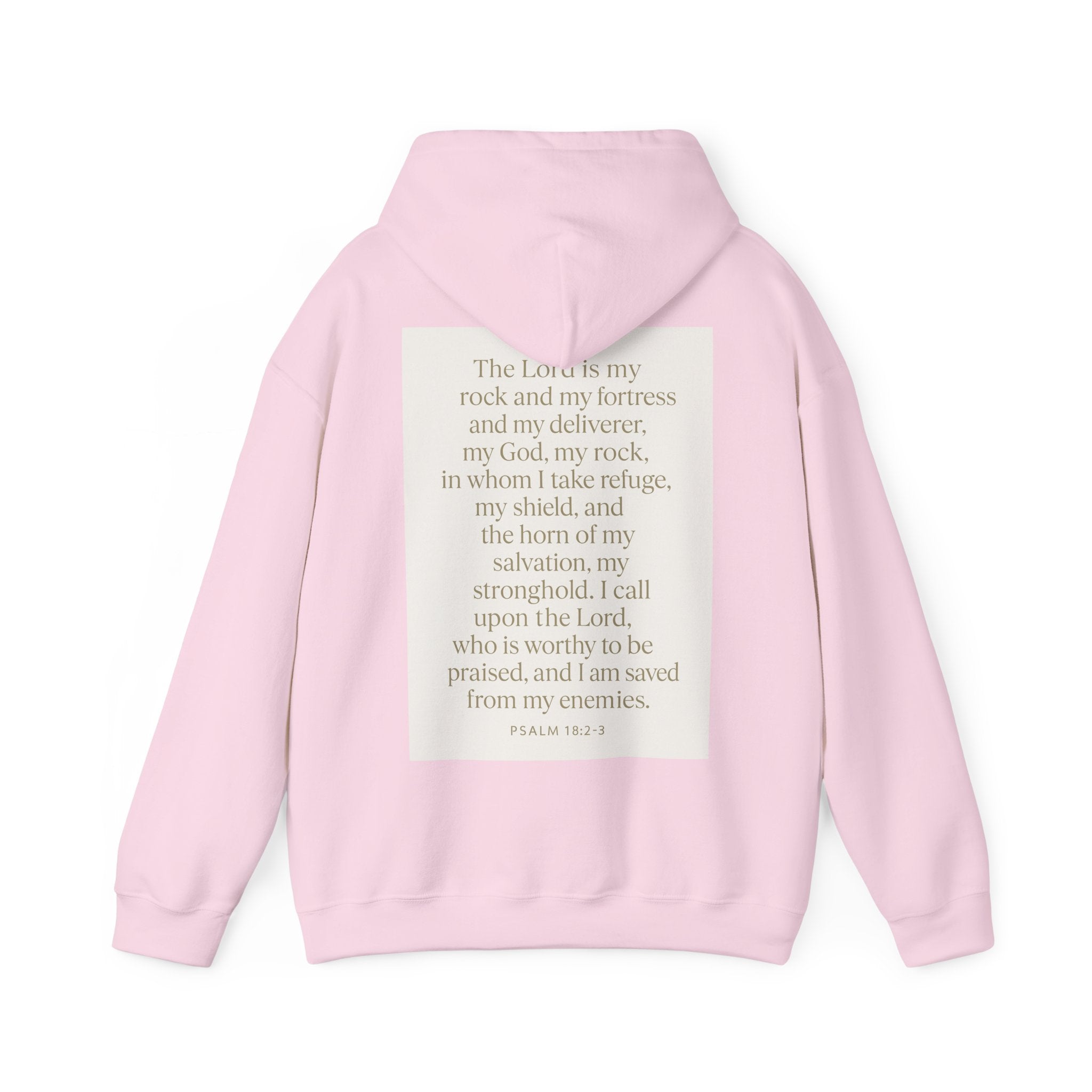 Inspirational Scripture Hoodie – “The Lord Is My Rock and My Fortress” Psalm 18:2-3