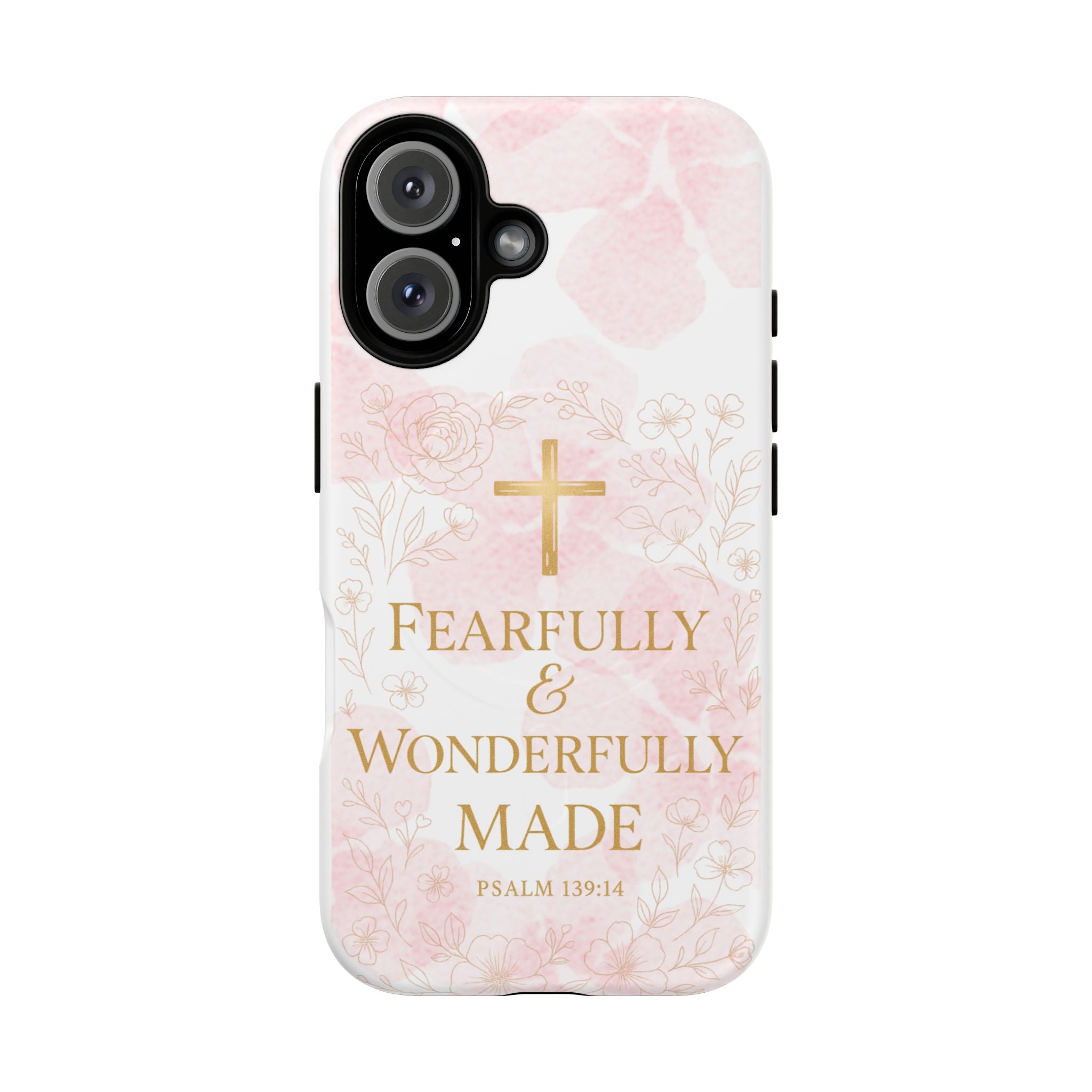 Her Holy Light Tough Magnetic Phone Case – “Fearfully & Wonderfully Made” Floral Christian Design