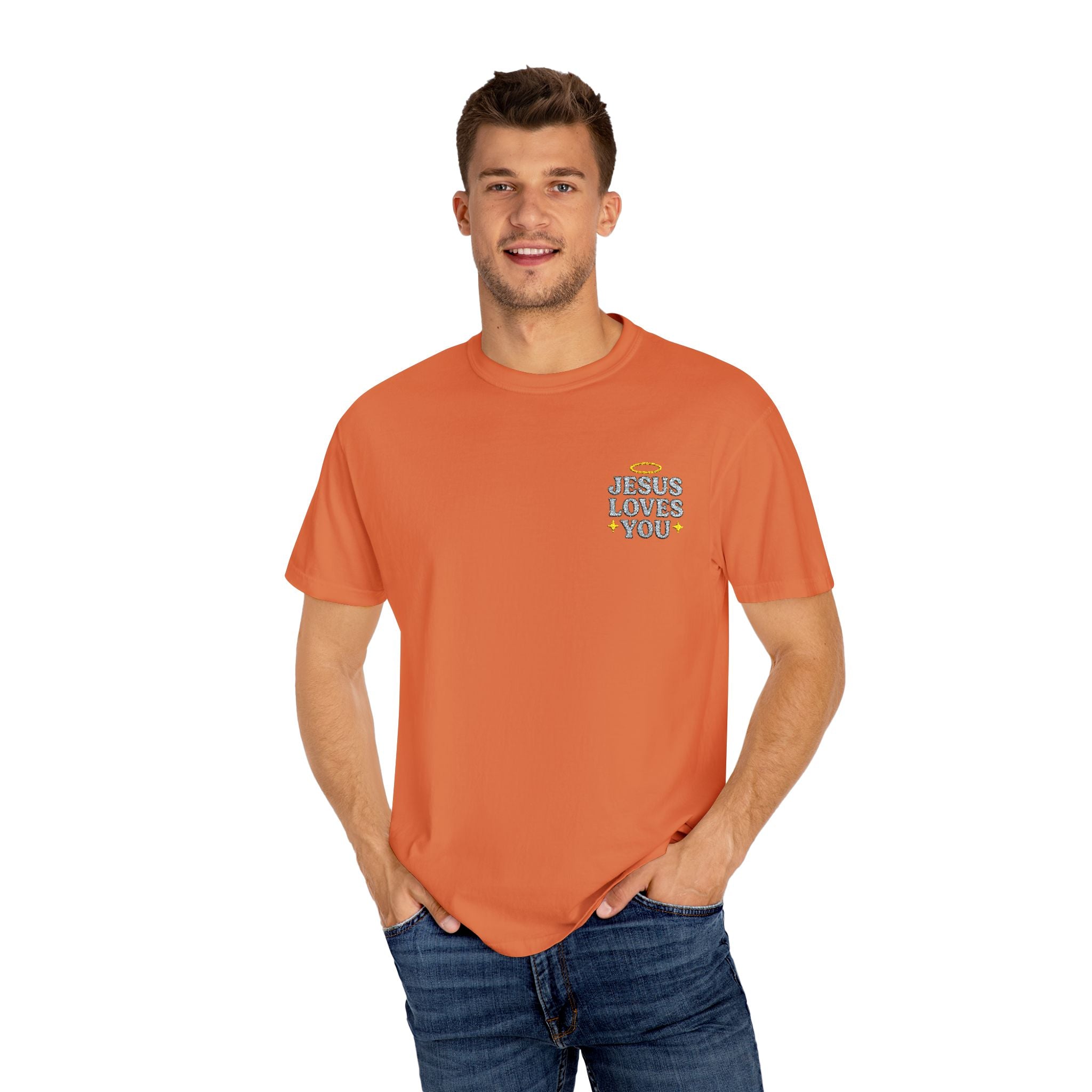 Embroidered Jesus Loves You T-Shirt