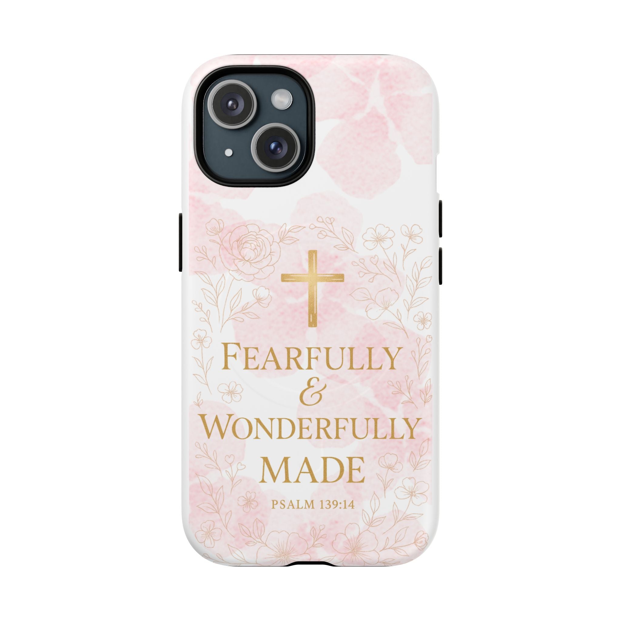 Her Holy Light Tough Magnetic Phone Case – “Fearfully & Wonderfully Made” Floral Christian Design