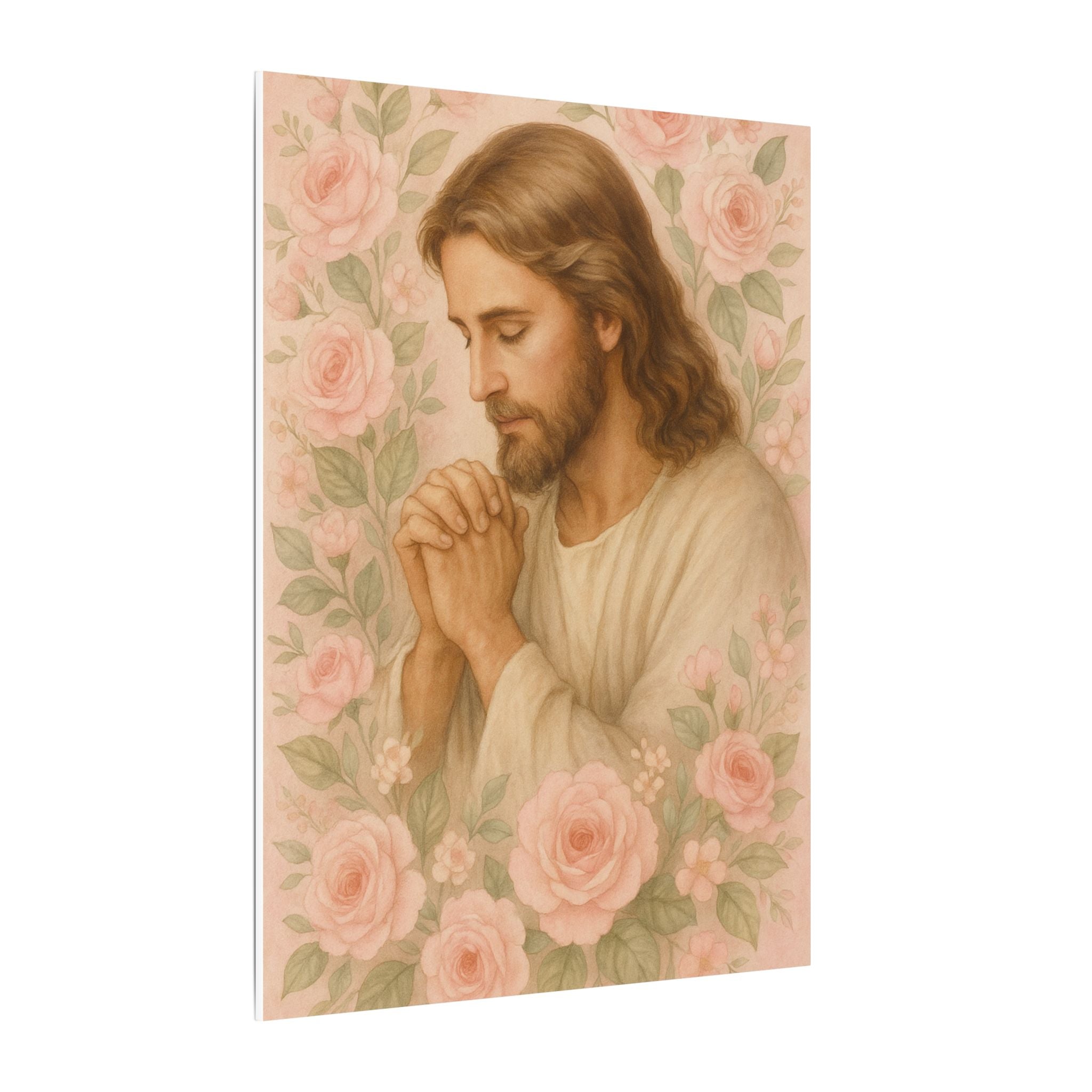 Canvas Art Print - Jesus - Pink Floral