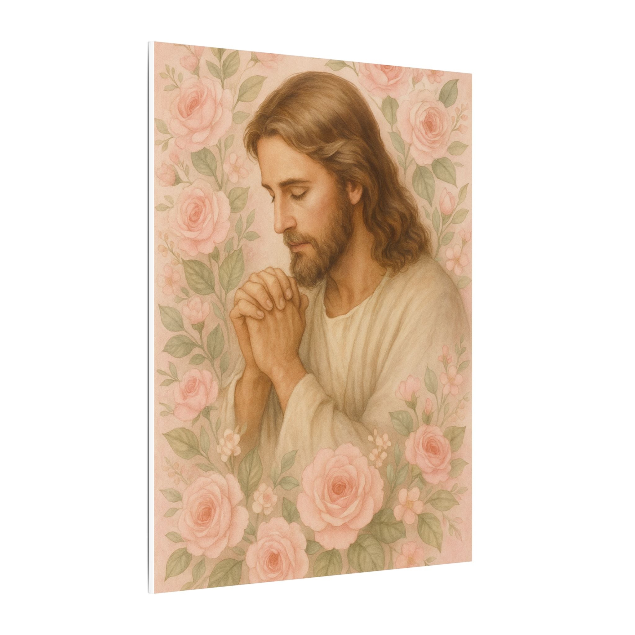 Canvas Art Print - Jesus - Pink Floral