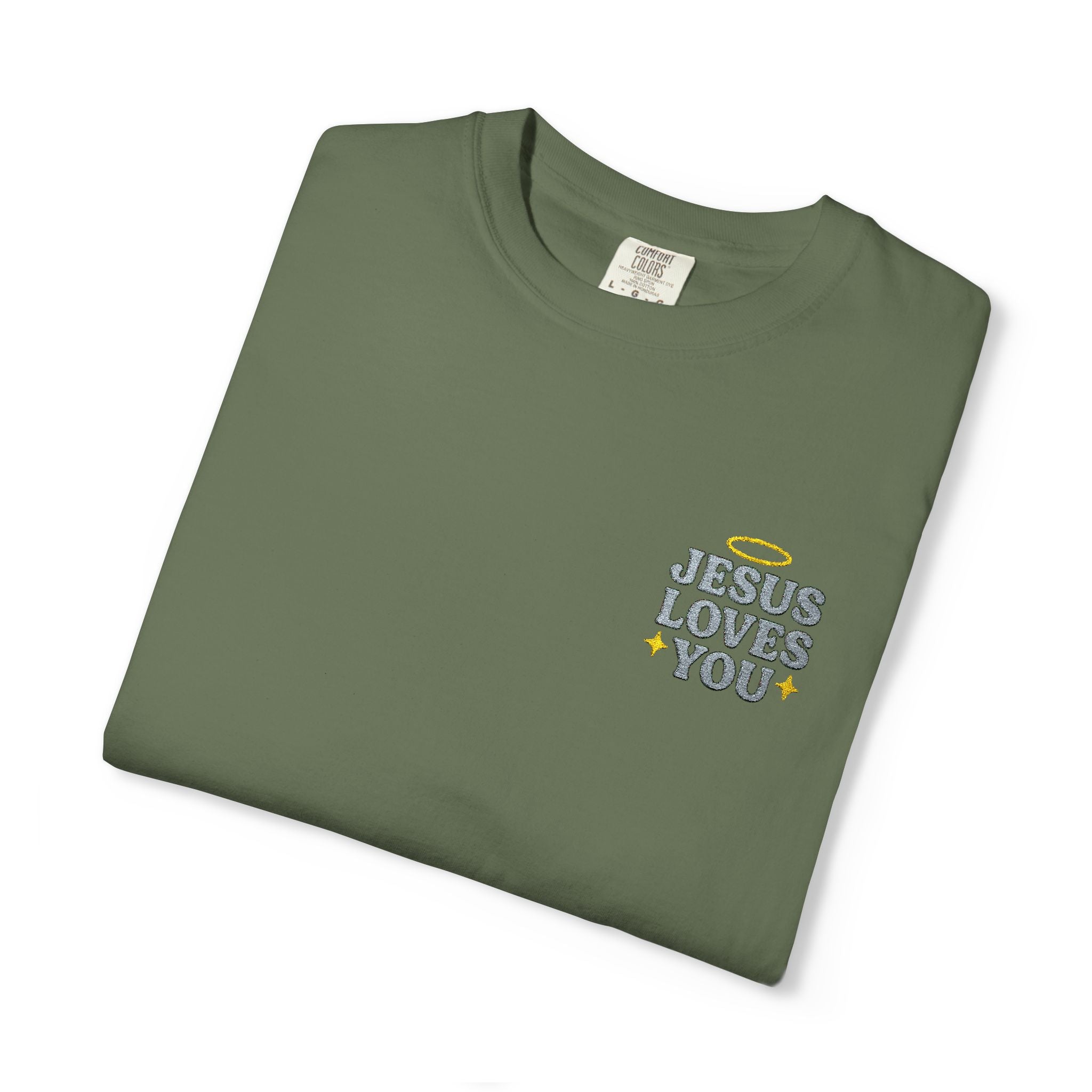 Embroidered Jesus Loves You T-Shirt