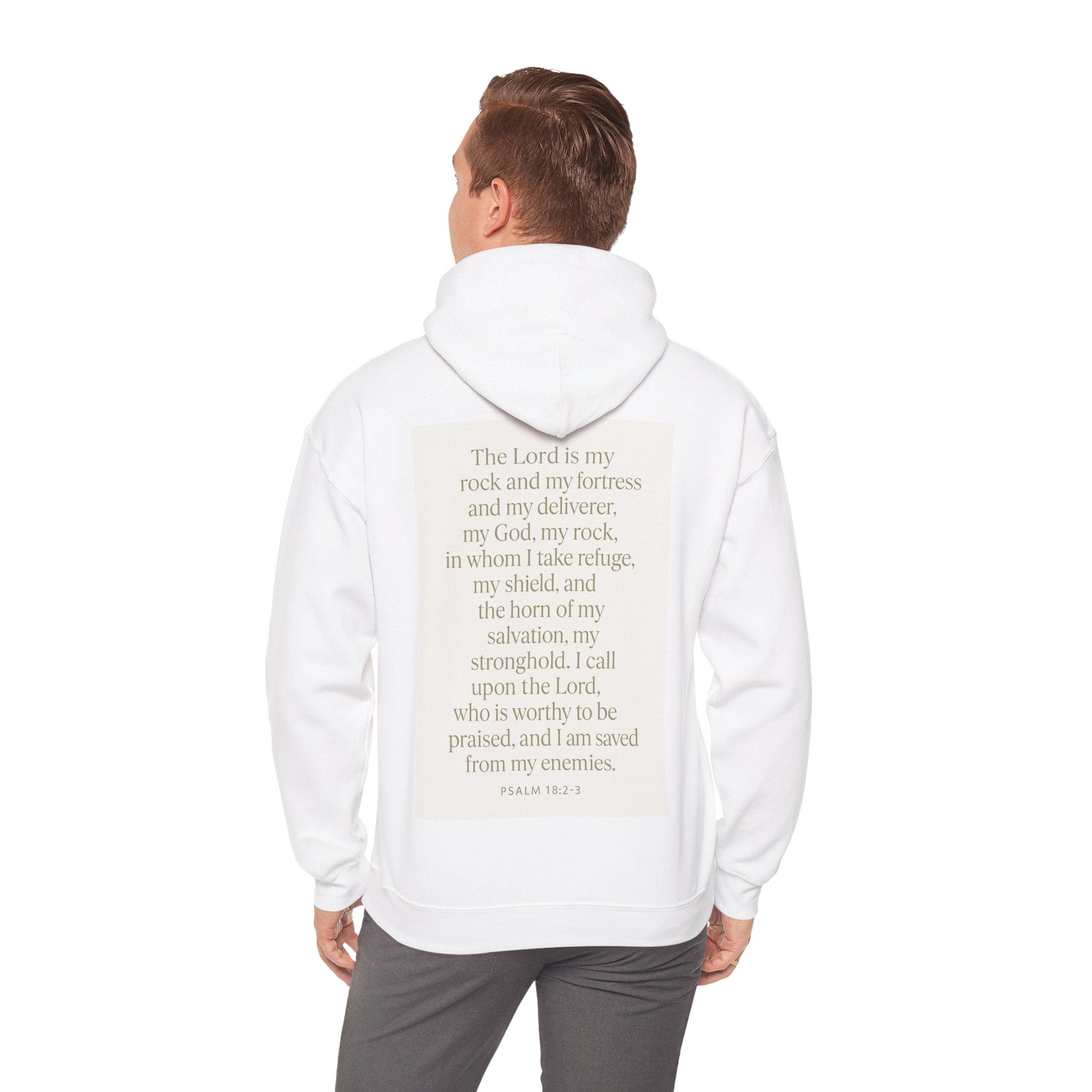 Inspirational Scripture Hoodie – “The Lord Is My Rock and My Fortress” Psalm 18:2-3