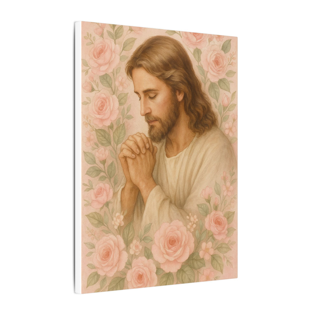 Canvas Art Print - Jesus - Pink Floral