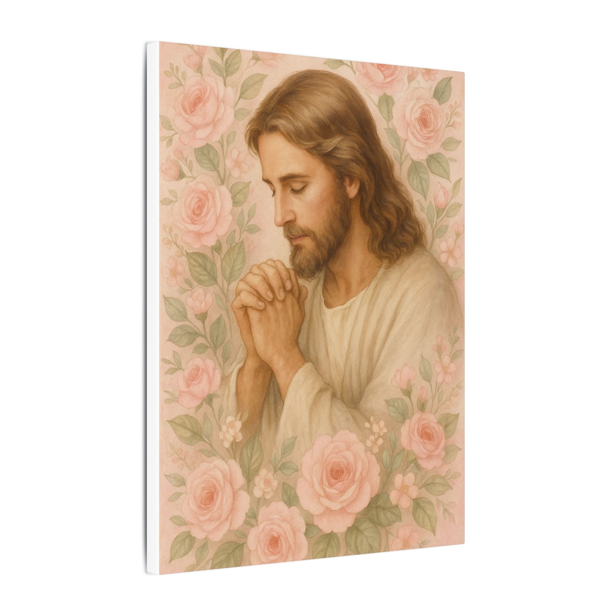 Canvas Art Print - Jesus - Pink Floral
