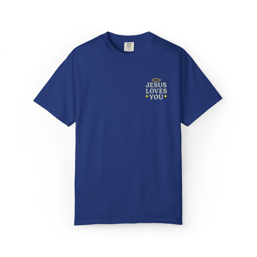 Embroidered Jesus Loves You T-Shirt