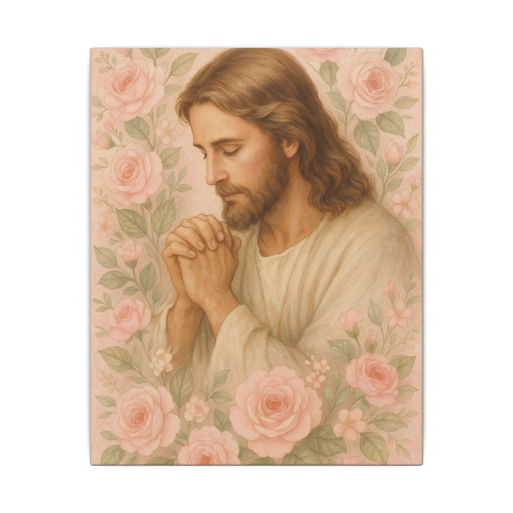 Canvas Art Print - Jesus - Pink Floral