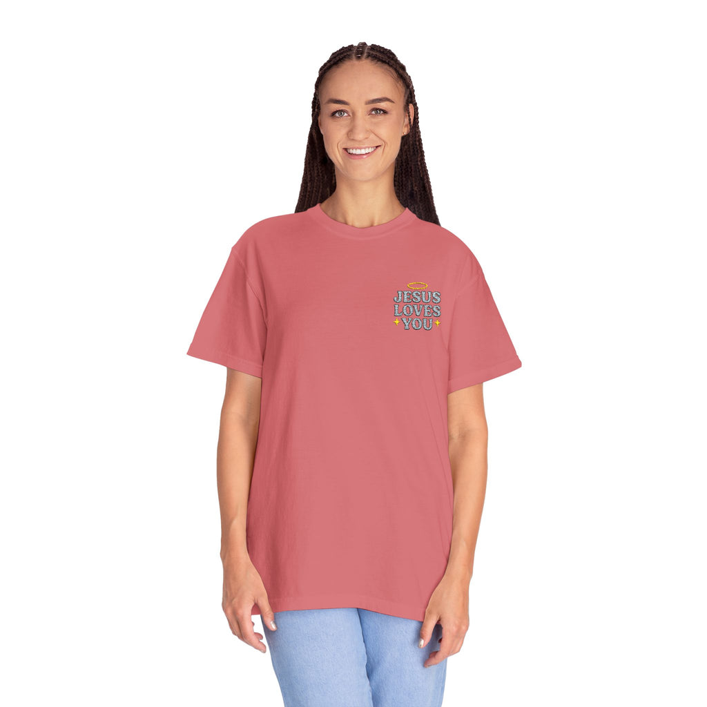 Embroidered Jesus Loves You T-Shirt
