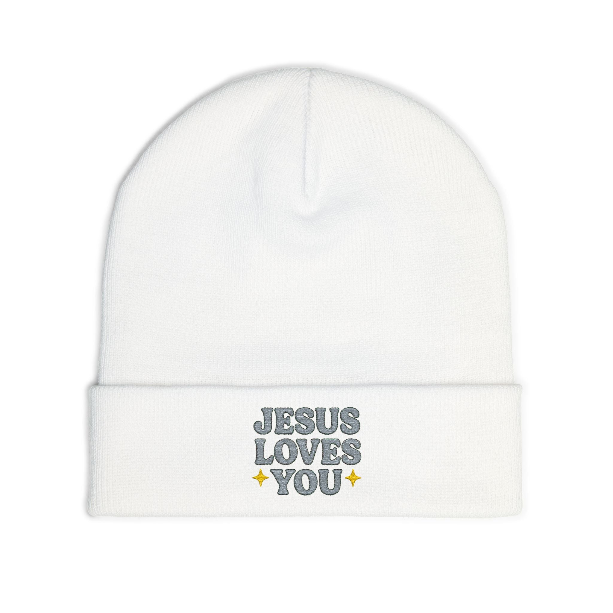 Beanie Hat - Jesus Loves You Bubble Text