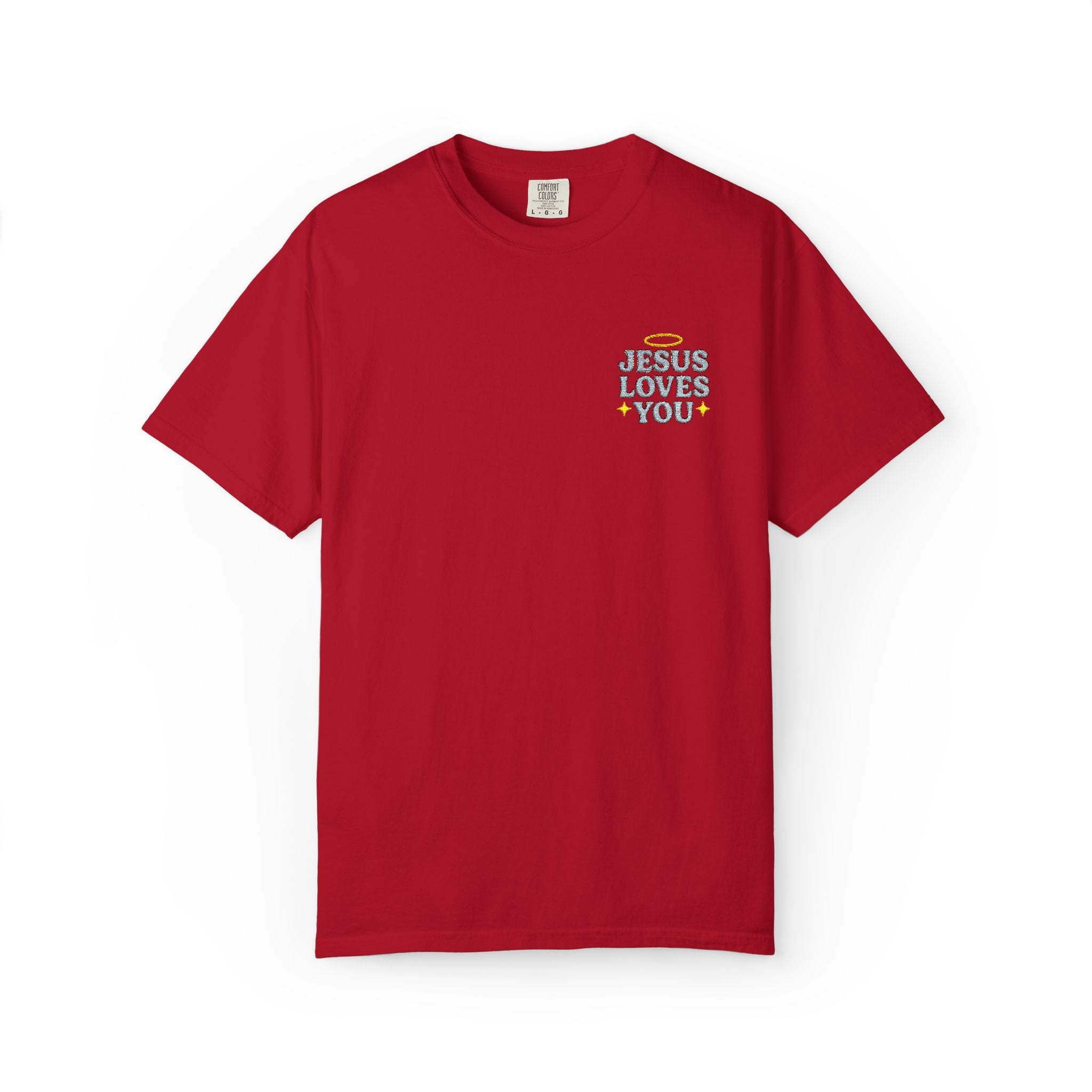 Embroidered Jesus Loves You T-Shirt