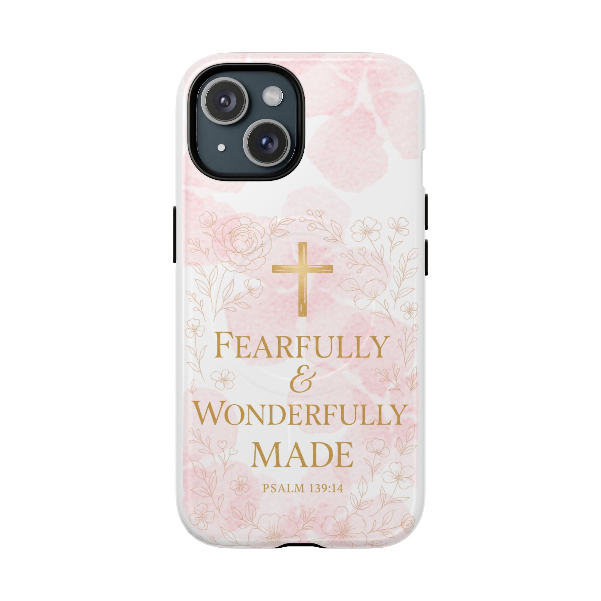 Her Holy Light Tough Magnetic Phone Case – “Fearfully & Wonderfully Made” Floral Christian Design
