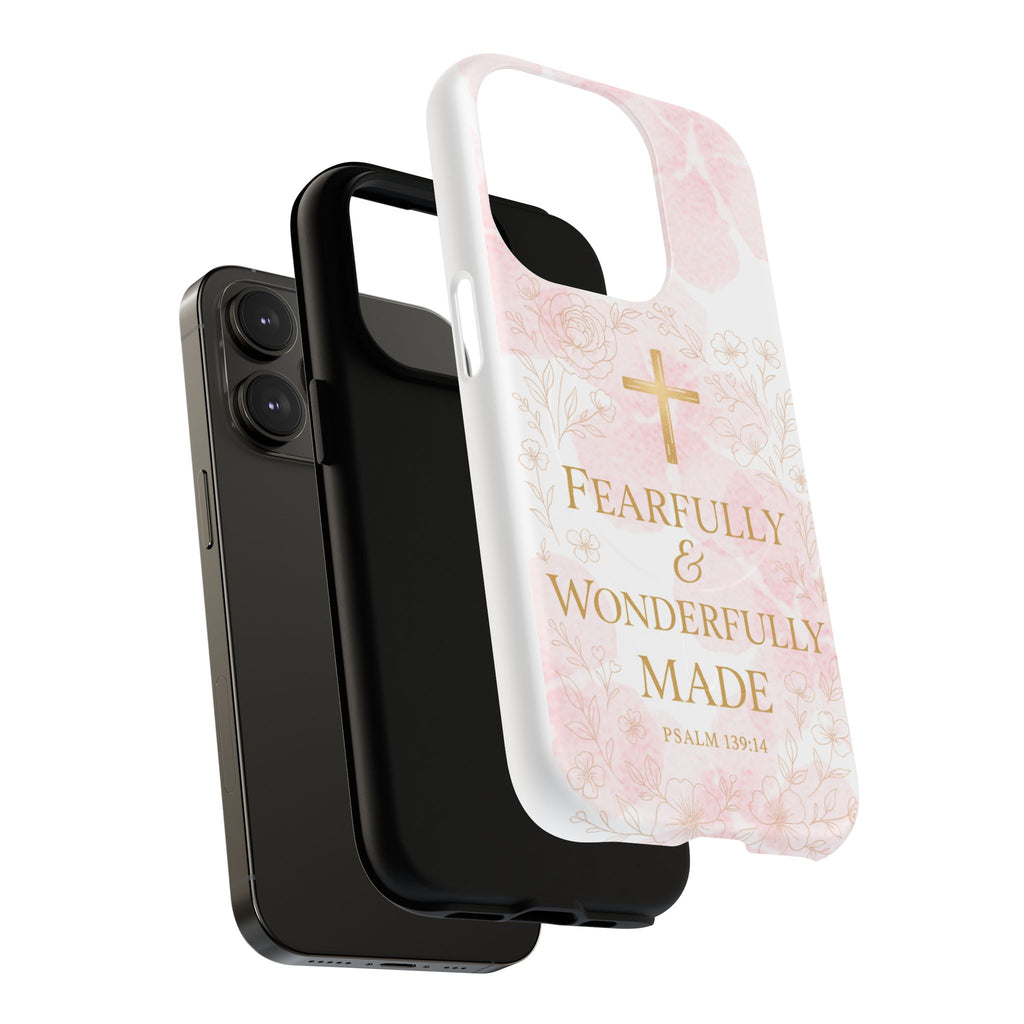Her Holy Light Tough Magnetic Phone Case – “Fearfully & Wonderfully Made” Floral Christian Design