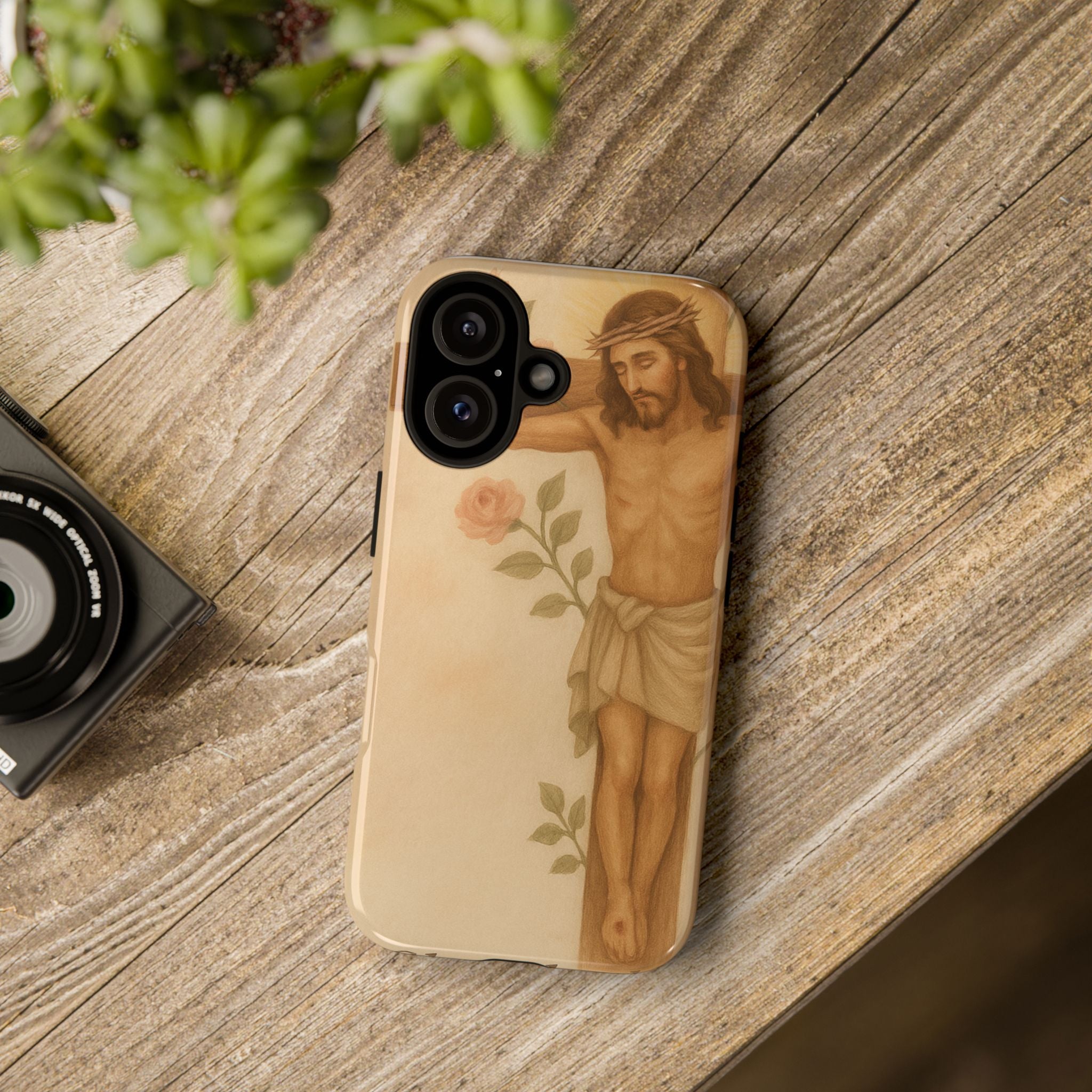 Her Holy Light Protective Phone Case – Jesus on the Cross Christian Design