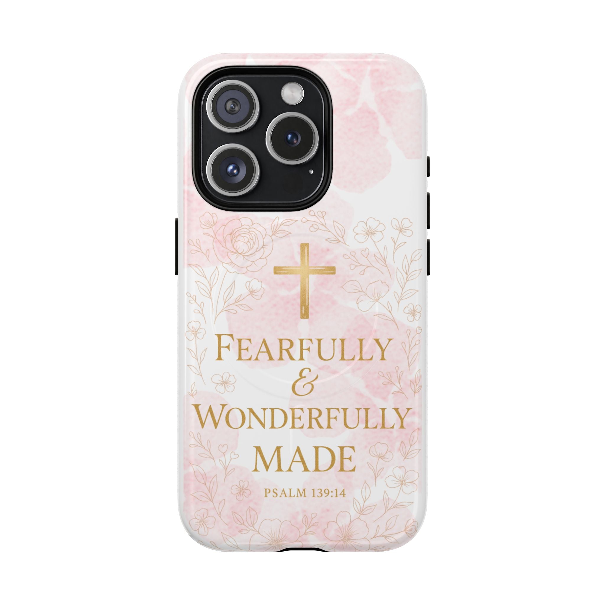 Her Holy Light Tough Magnetic Phone Case – “Fearfully & Wonderfully Made” Floral Christian Design