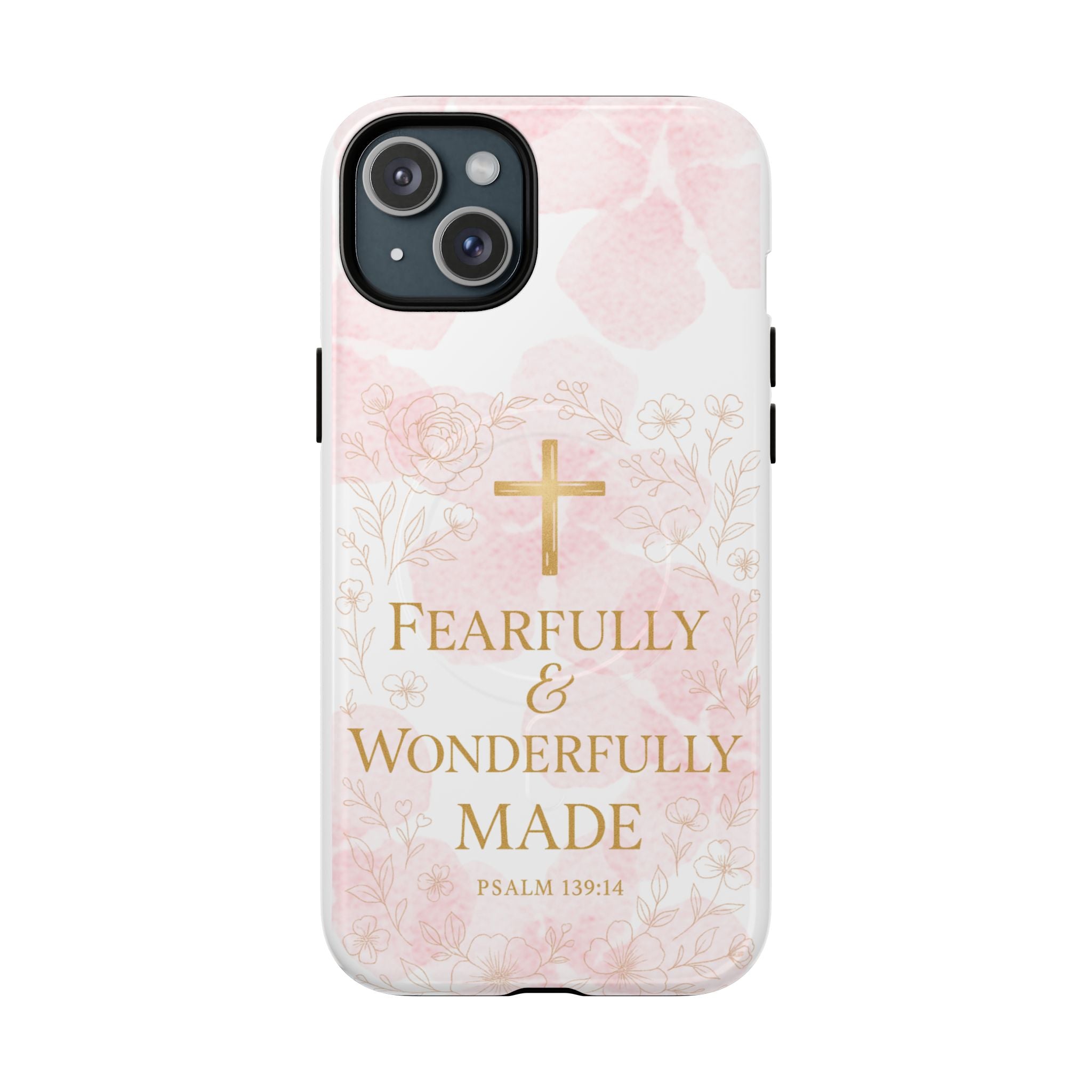 Her Holy Light Tough Magnetic Phone Case – “Fearfully & Wonderfully Made” Floral Christian Design