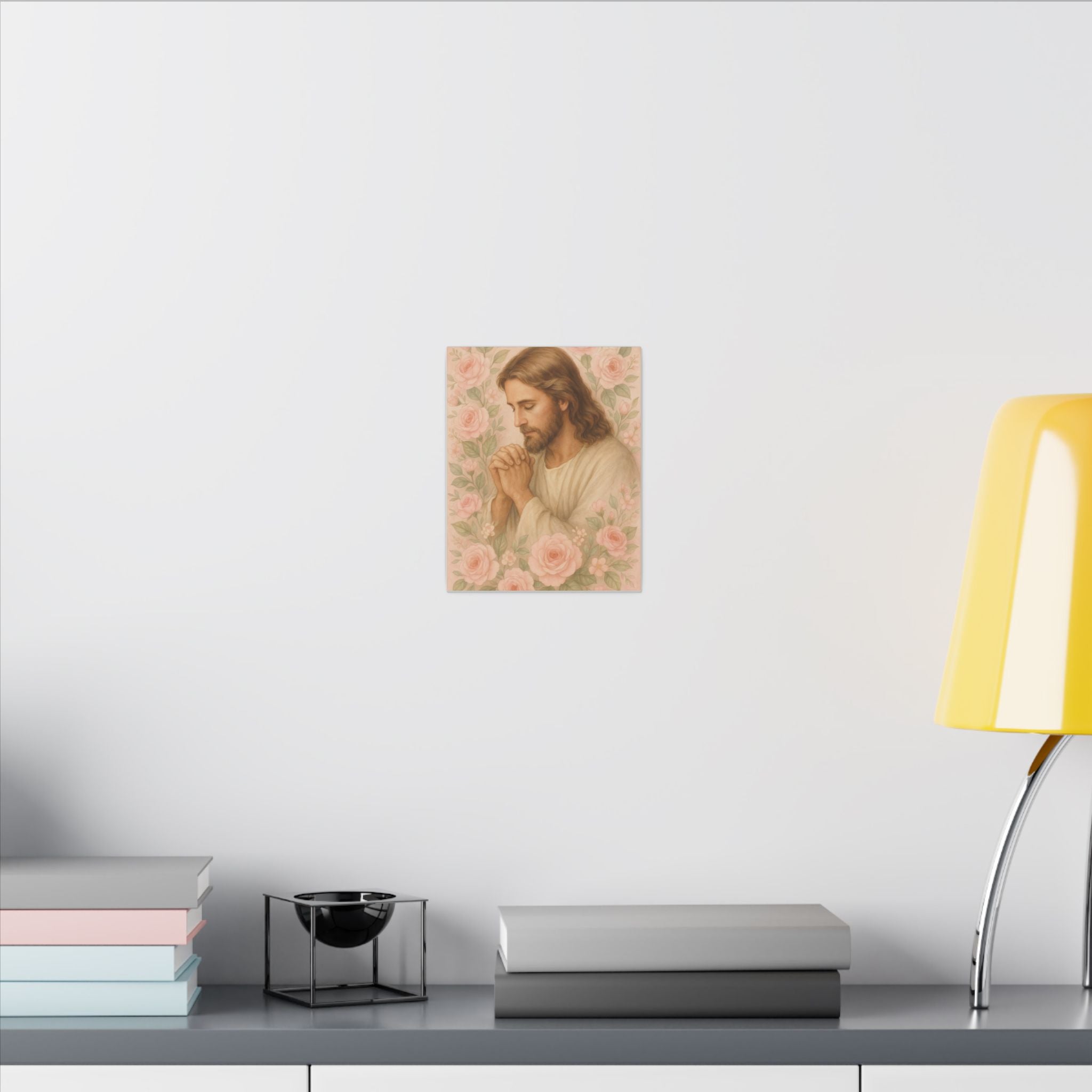 Canvas Art Print - Jesus - Pink Floral