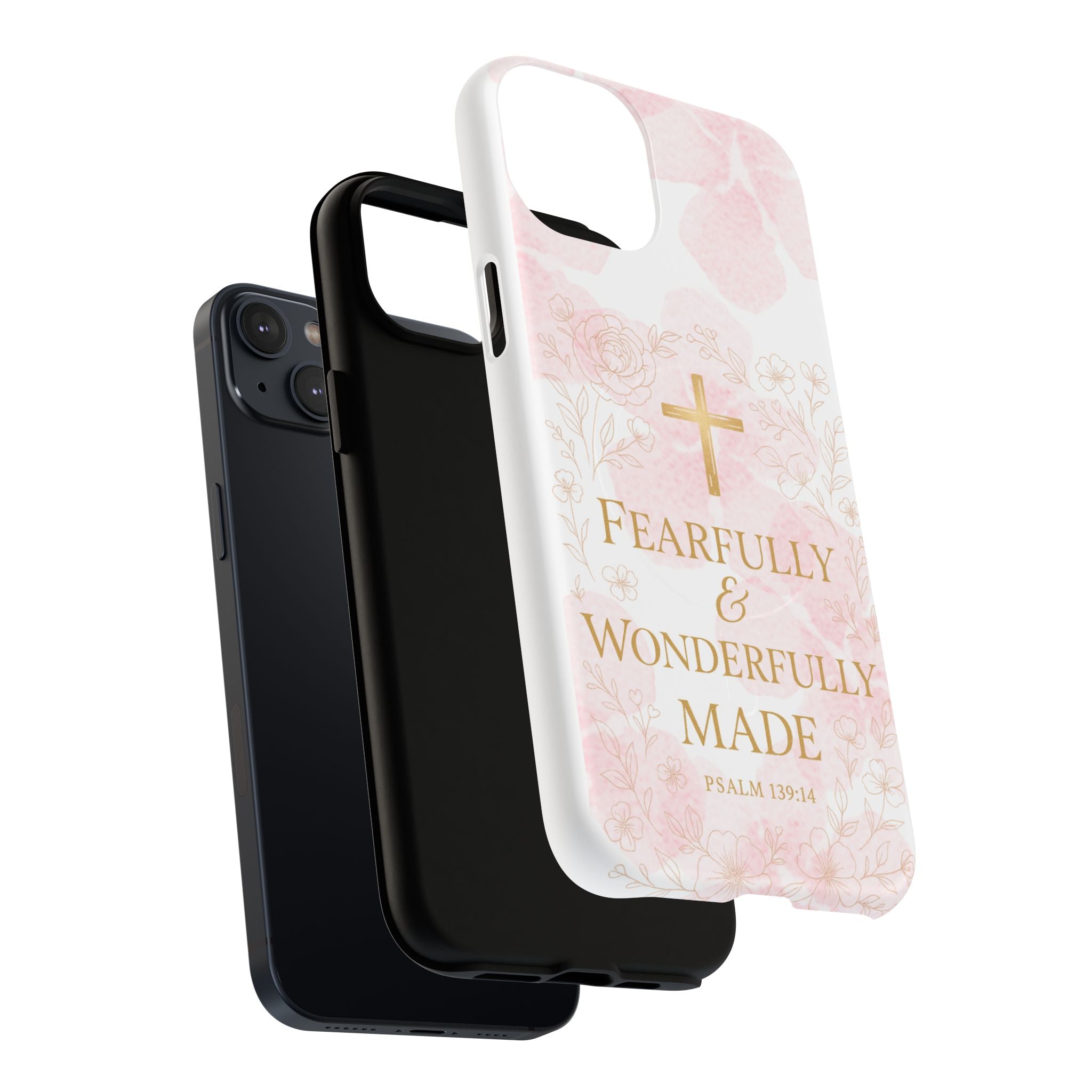Her Holy Light Tough Magnetic Phone Case – “Fearfully & Wonderfully Made” Floral Christian Design