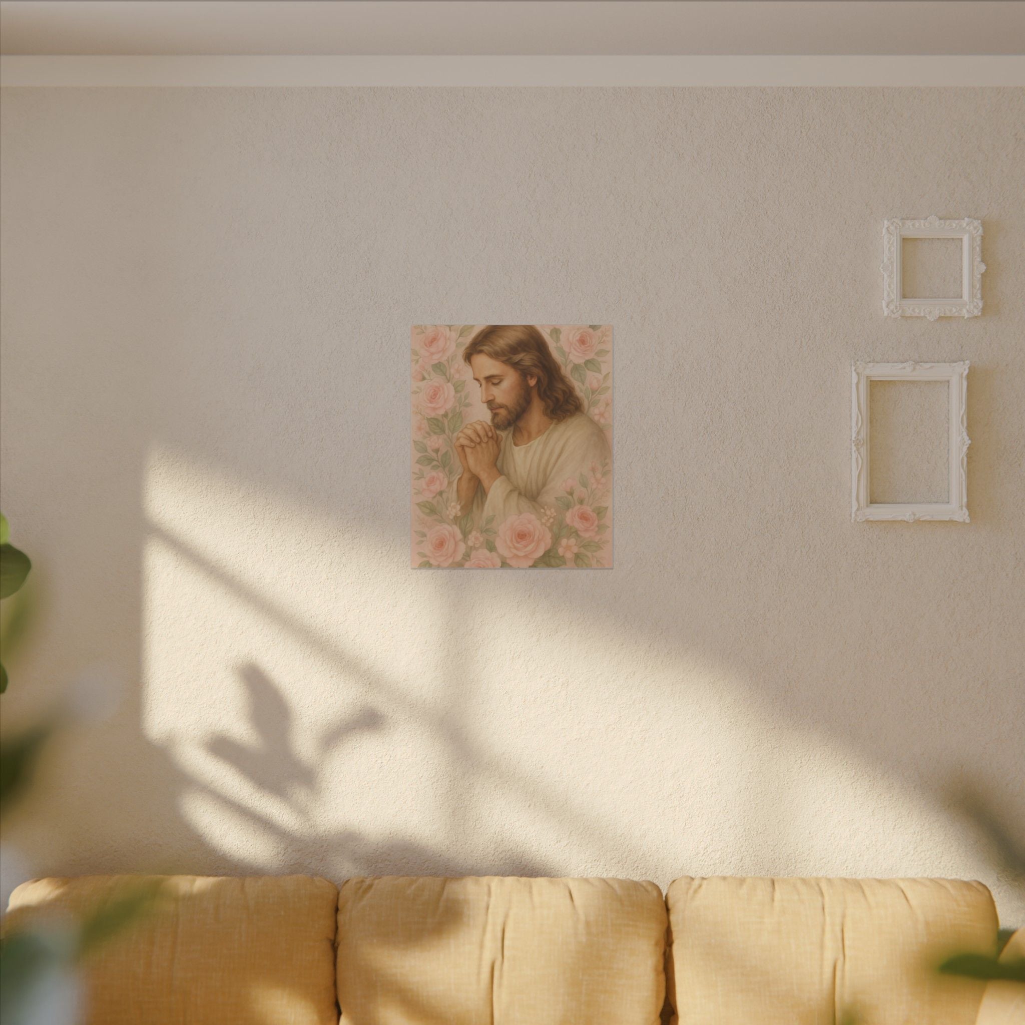 Canvas Art Print - Jesus - Pink Floral