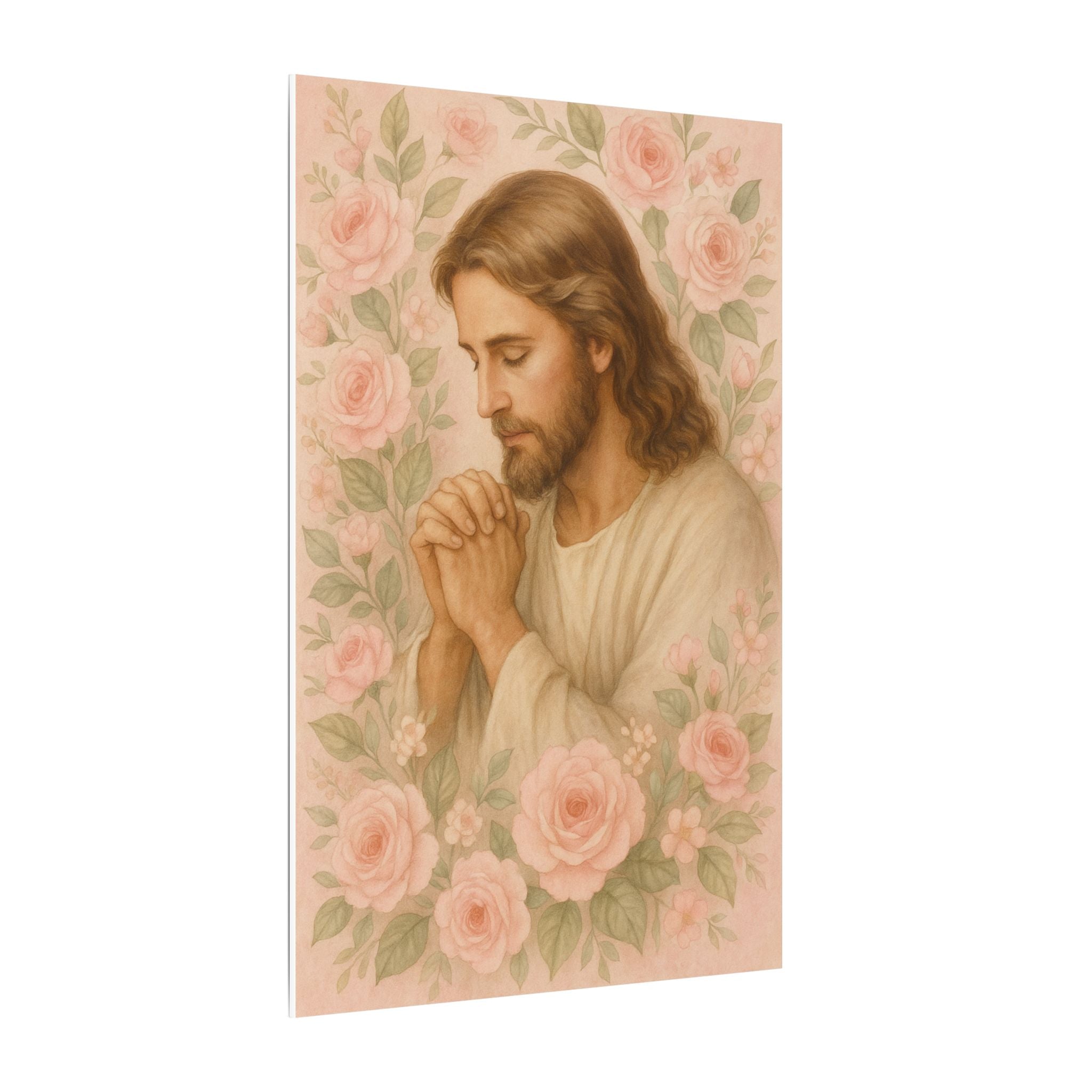 Canvas Art Print - Jesus - Pink Floral