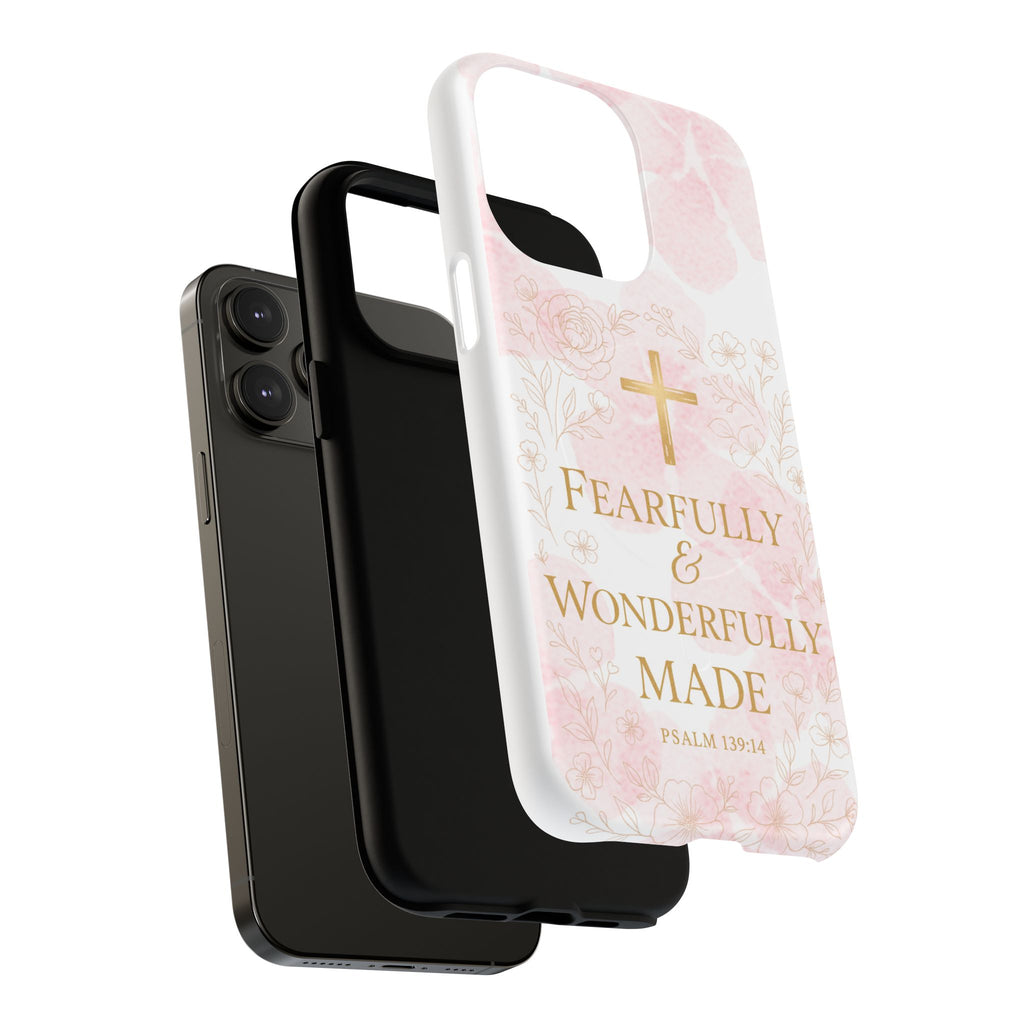 Her Holy Light Tough Magnetic Phone Case – “Fearfully & Wonderfully Made” Floral Christian Design